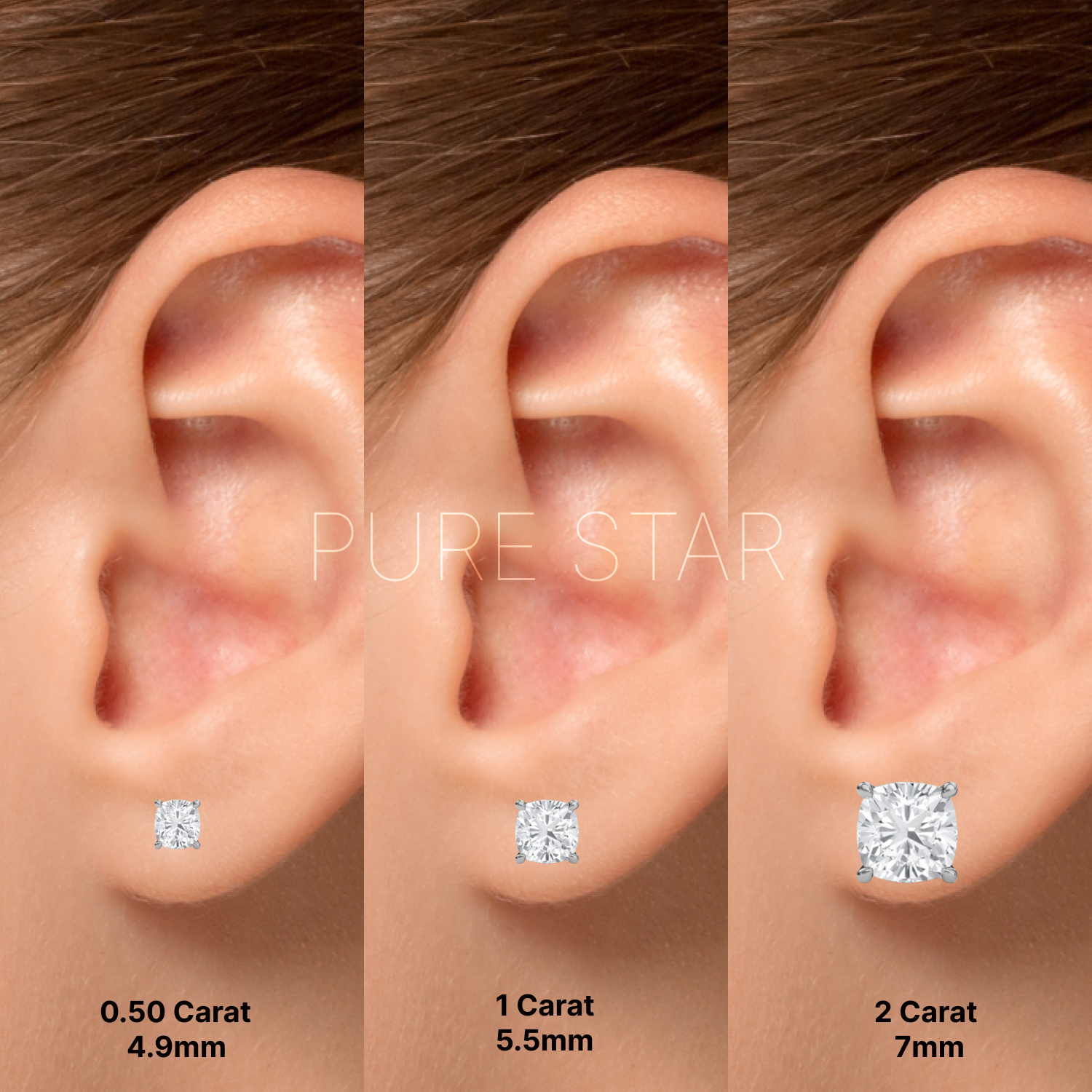 Janice Cushion Lab Grown Earring 2CT 14K White Gold-purestarjewelry