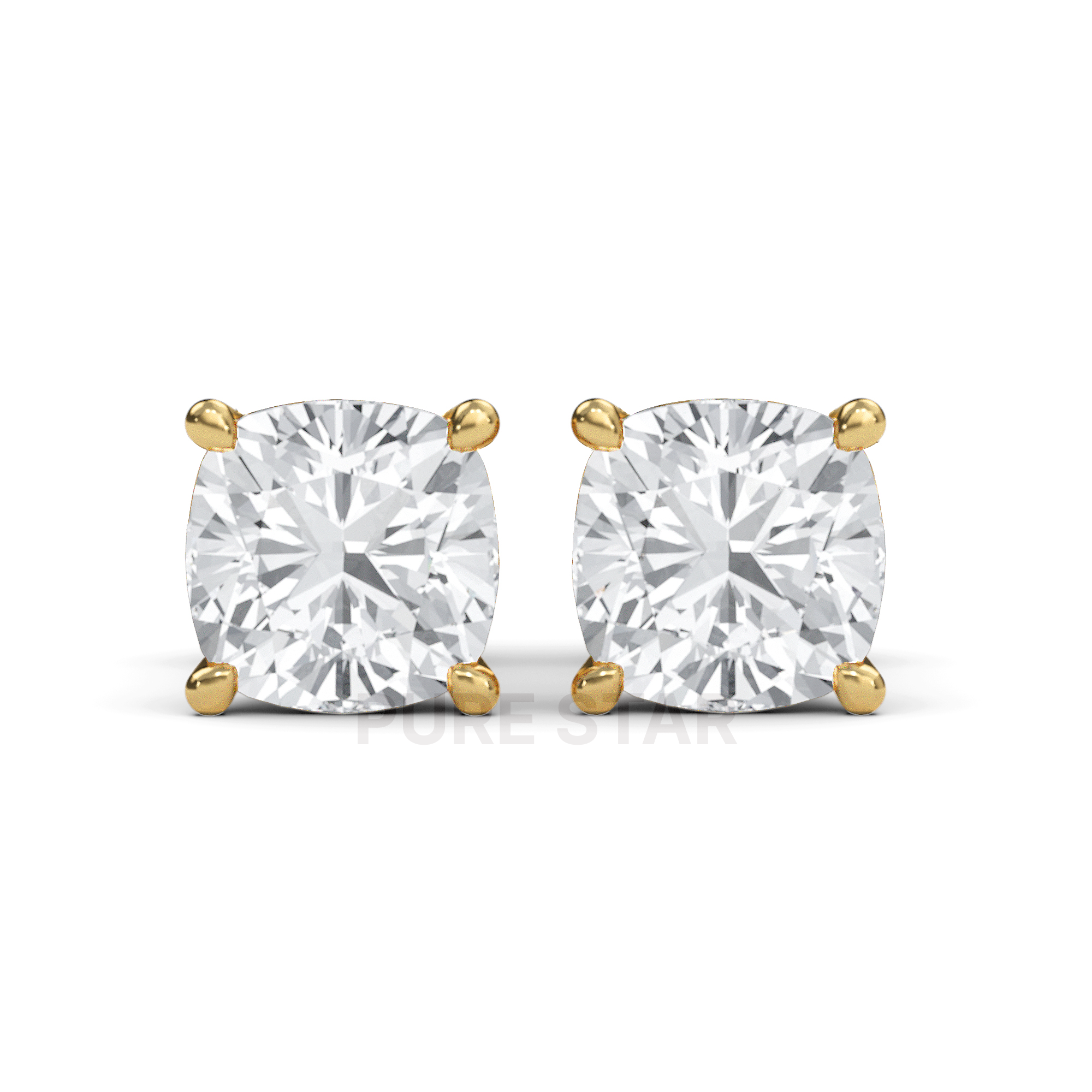 Janice Cushion Lab Grown Earring 1CT 14K Yellow Gold-purestarjewelry