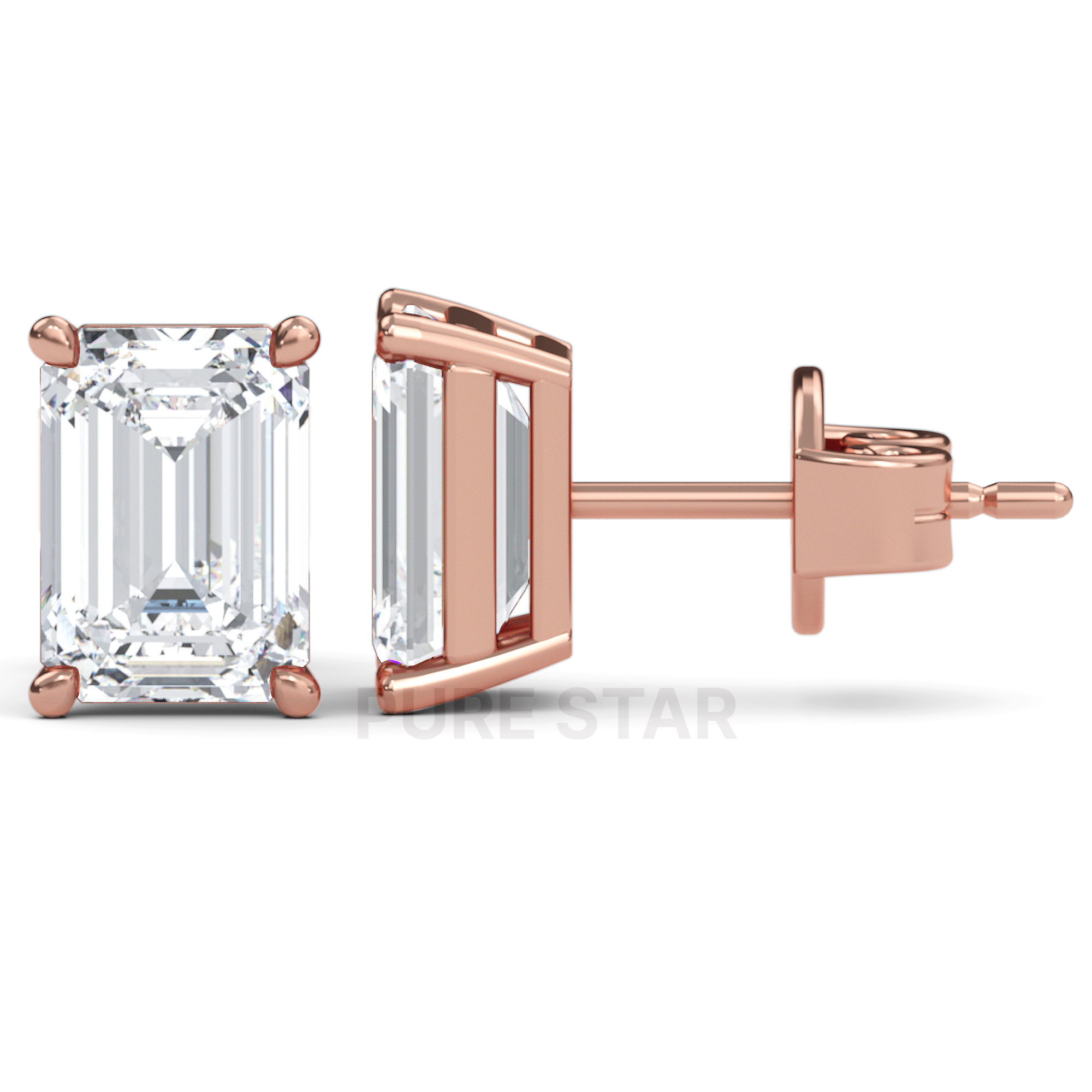 Alyssa Emerald Lab Grown  Earring 2CT 18K Rose Gold-purestarjewelry