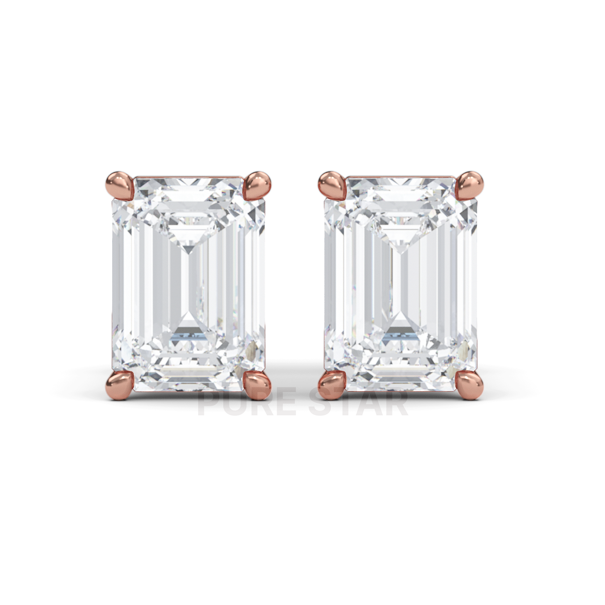 Alyssa Emerald Lab Grown  Earring 2CT 18K Rose Gold-purestarjewelry