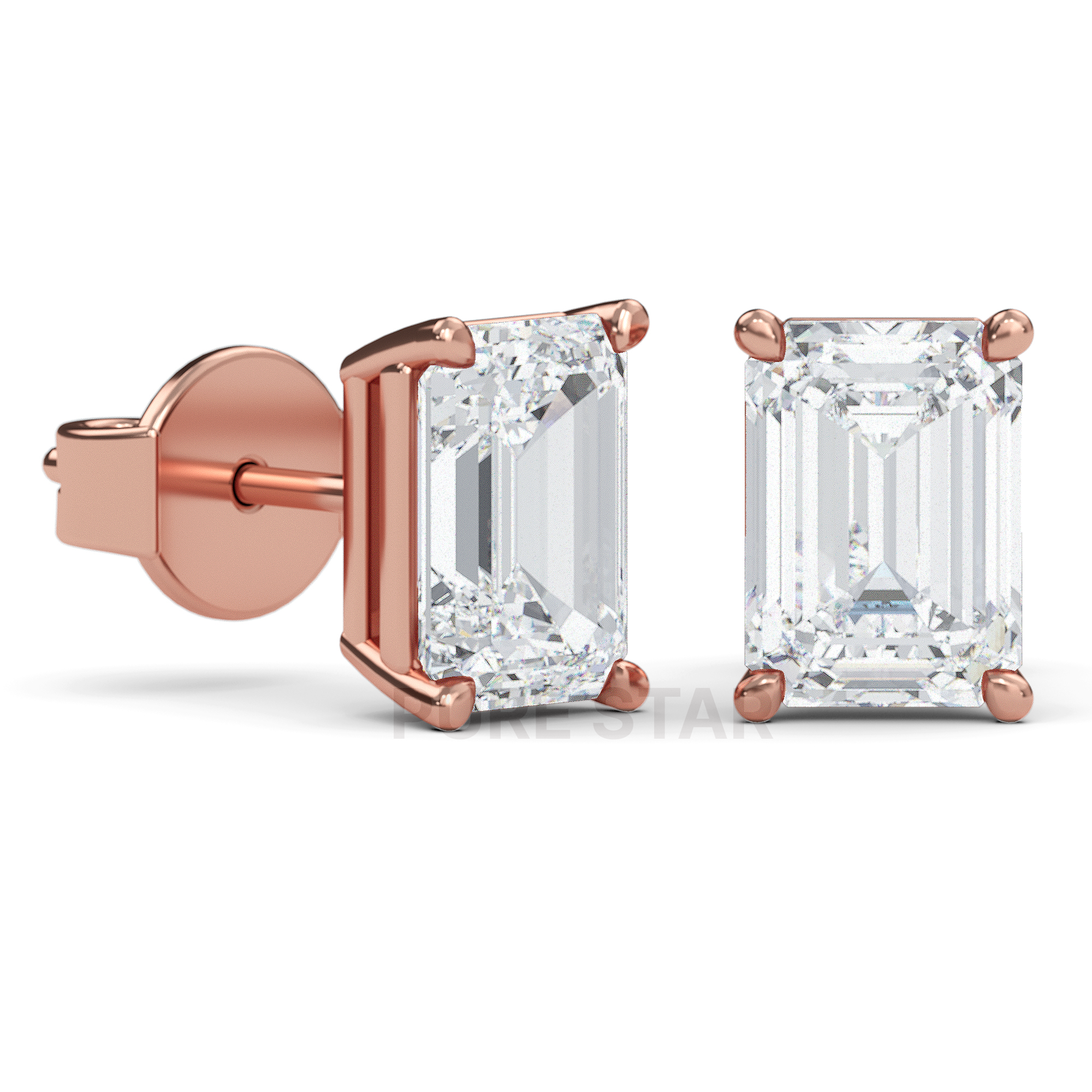 Alyssa Emerald Lab Grown  Earring 2CT 18K Rose Gold-purestarjewelry