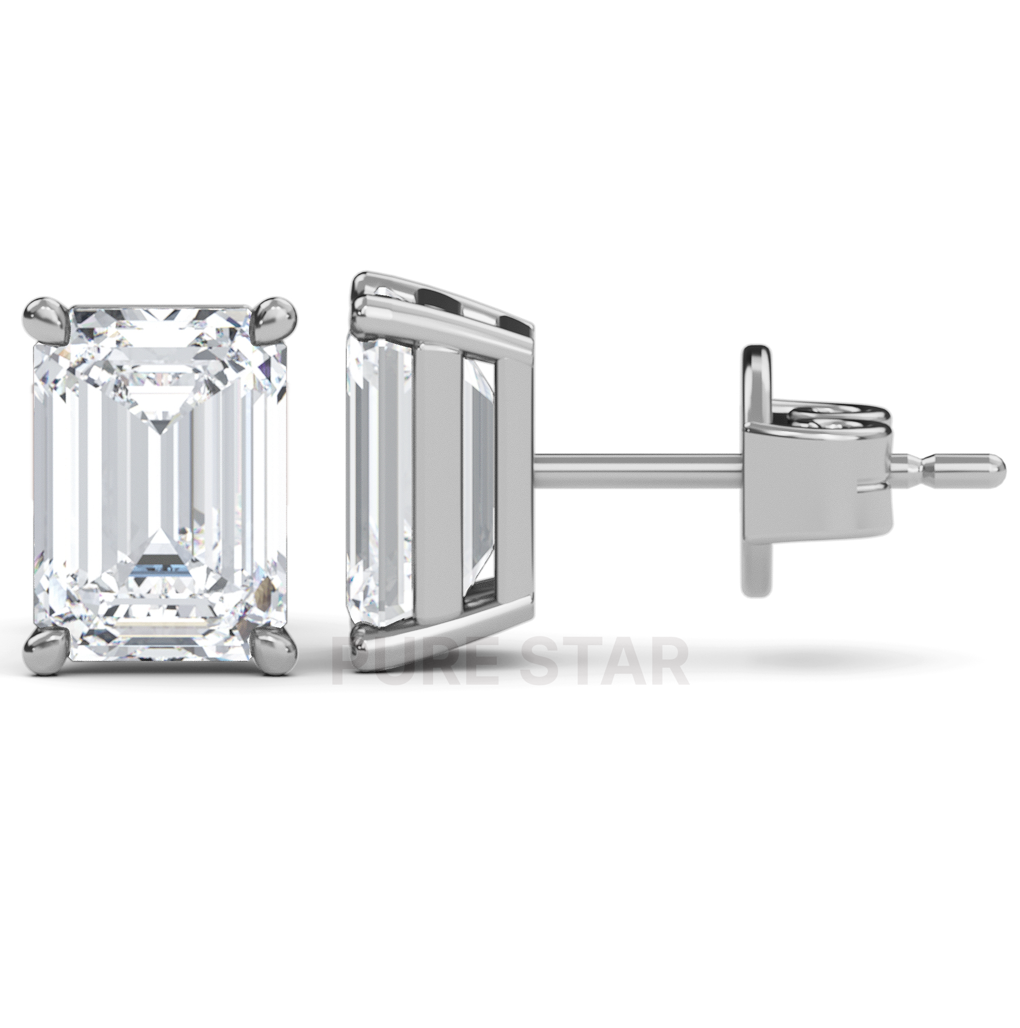 Alyssa Emerald Lab Grown  Earring 2CT 14k White Gold-purestarjewelry