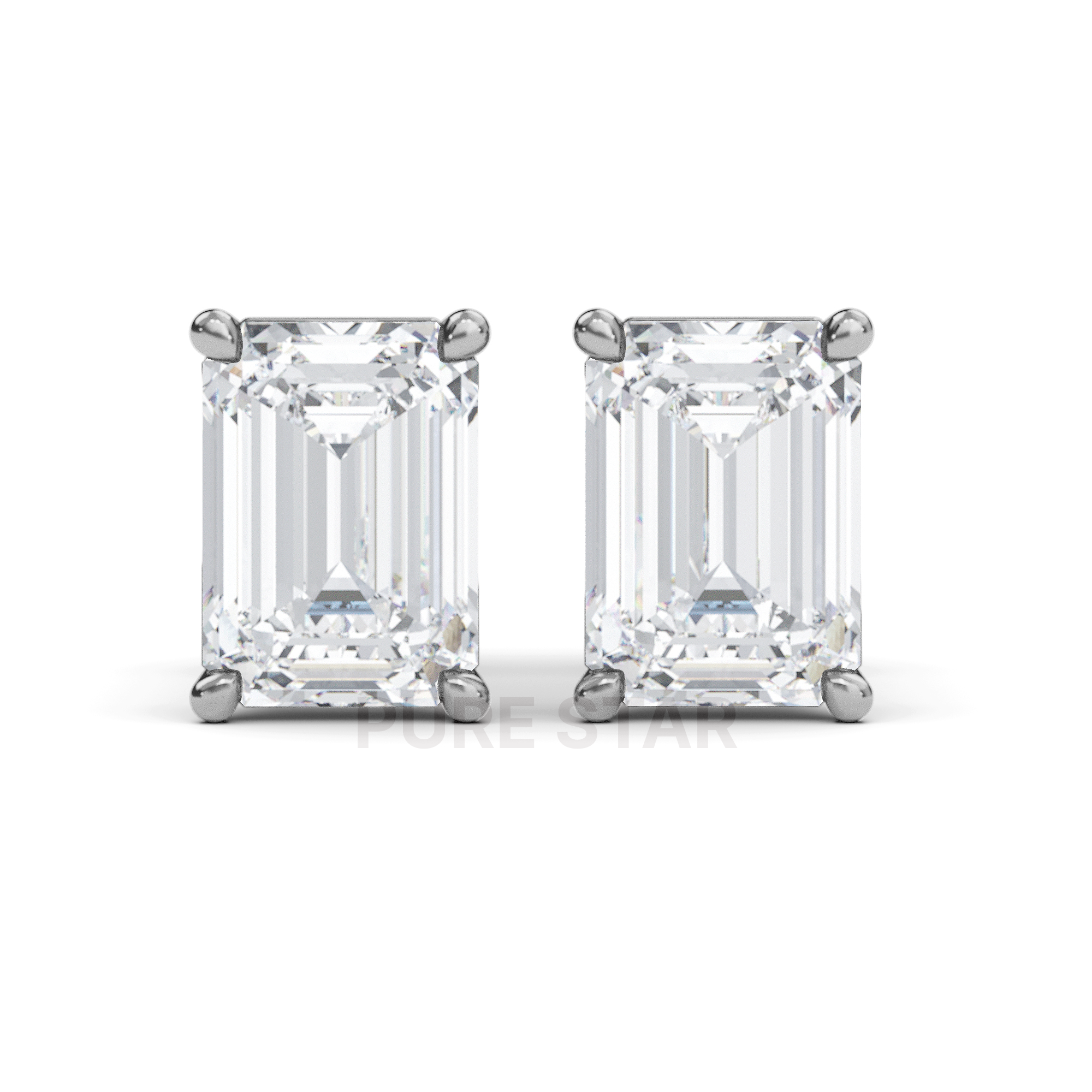 Alyssa Emerald Lab Grown  Earring 2CT 14k White Gold-purestarjewelry