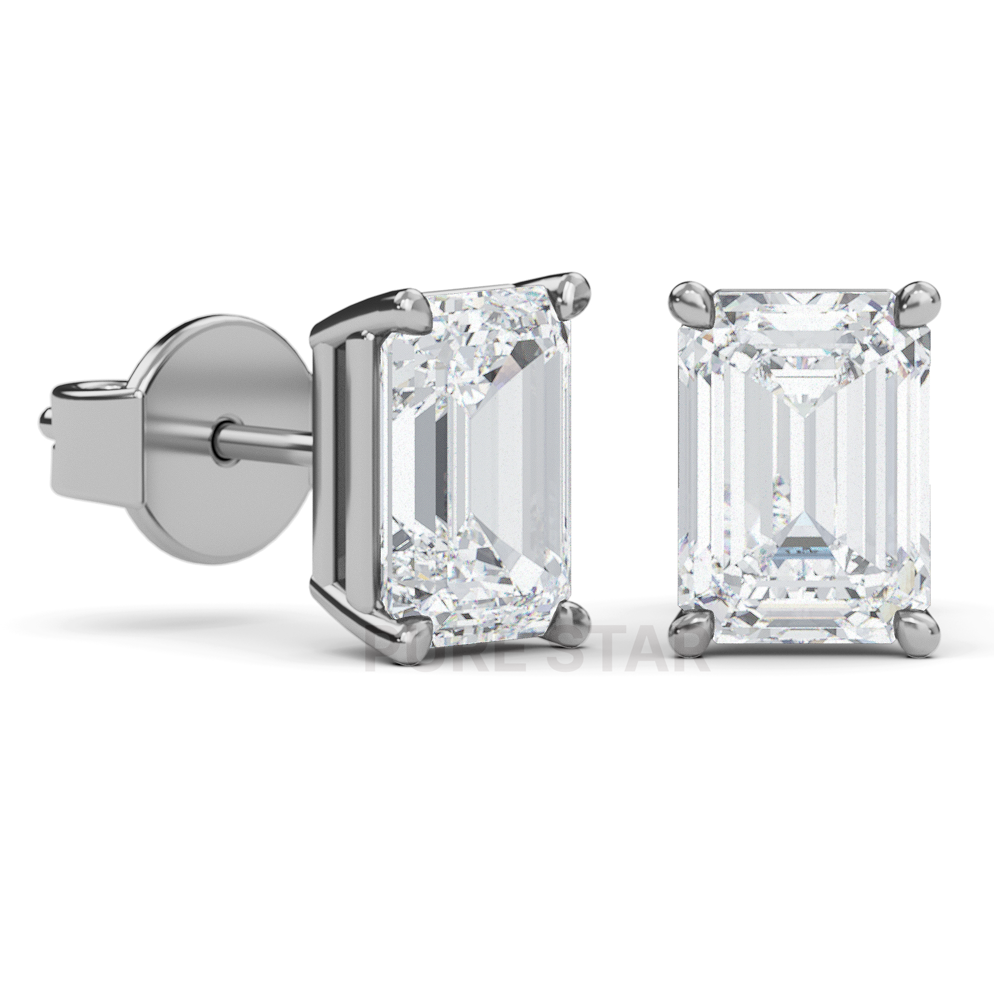 Alyssa Emerald Lab Grown  Earring 2CT 14k White Gold-purestarjewelry