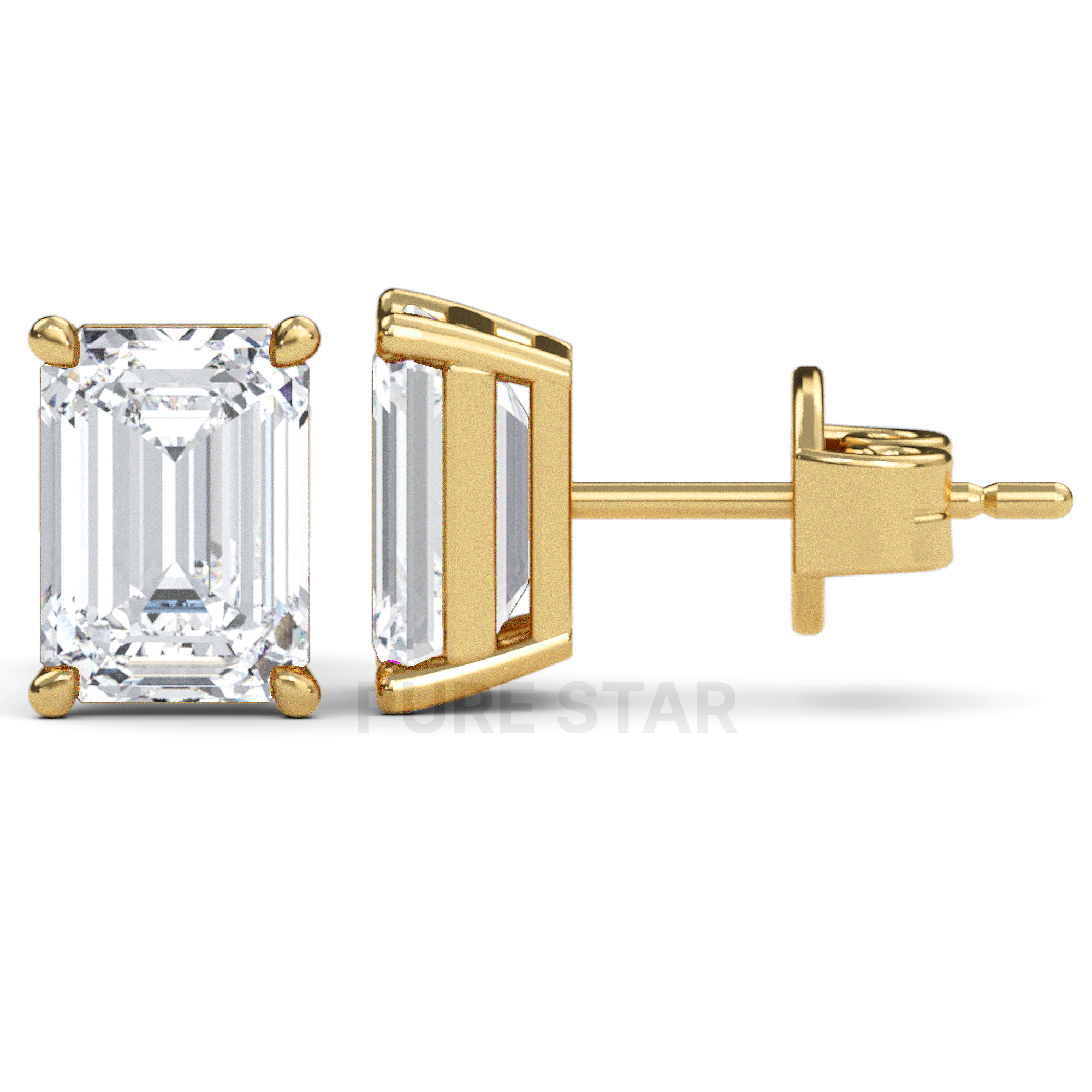 Alyssa Emerald Lab Grown  Earring 1CT 10k Yellow Gold-purestarjewelry