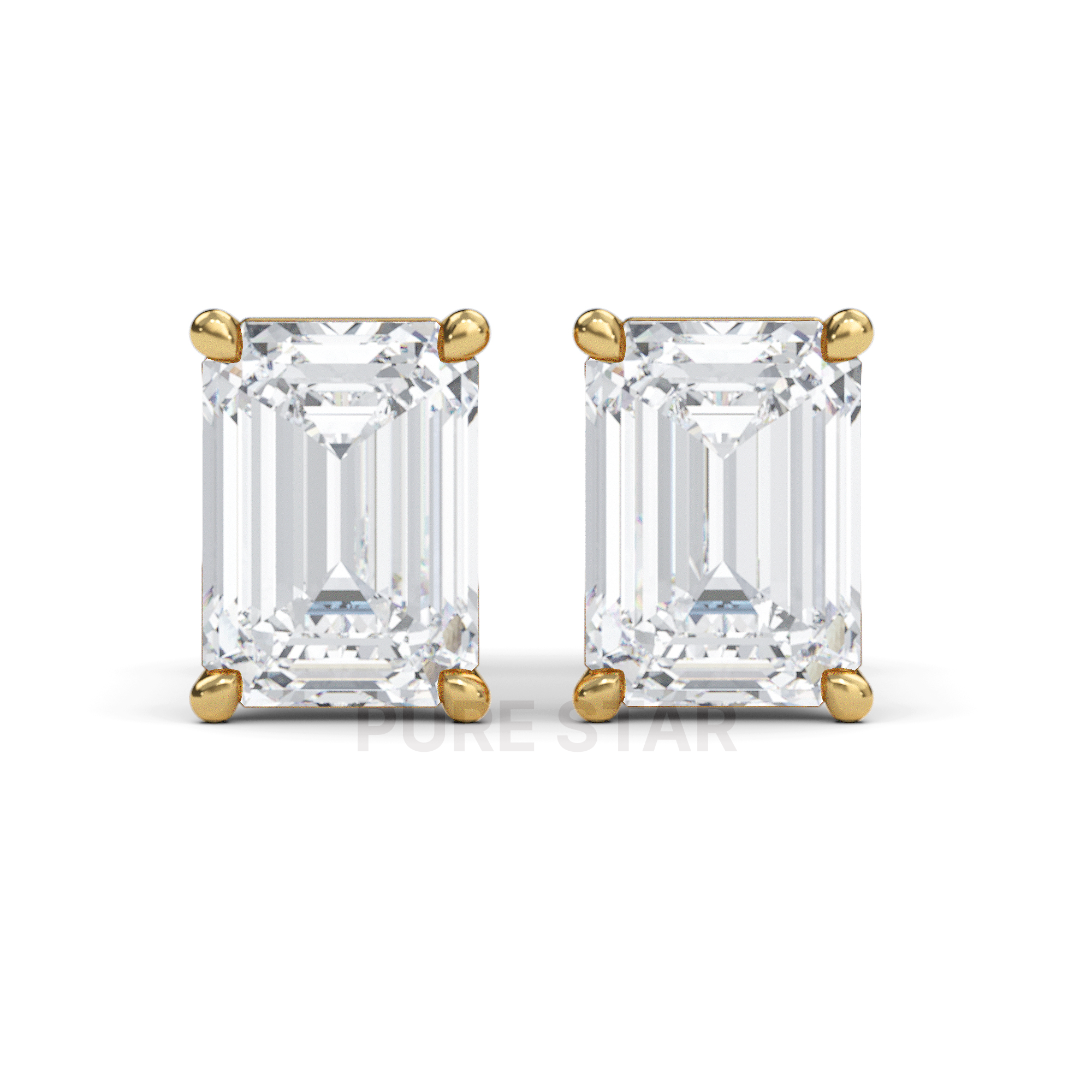 Alyssa Emerald Lab Grown  Earring 1CT 10k Yellow Gold-purestarjewelry