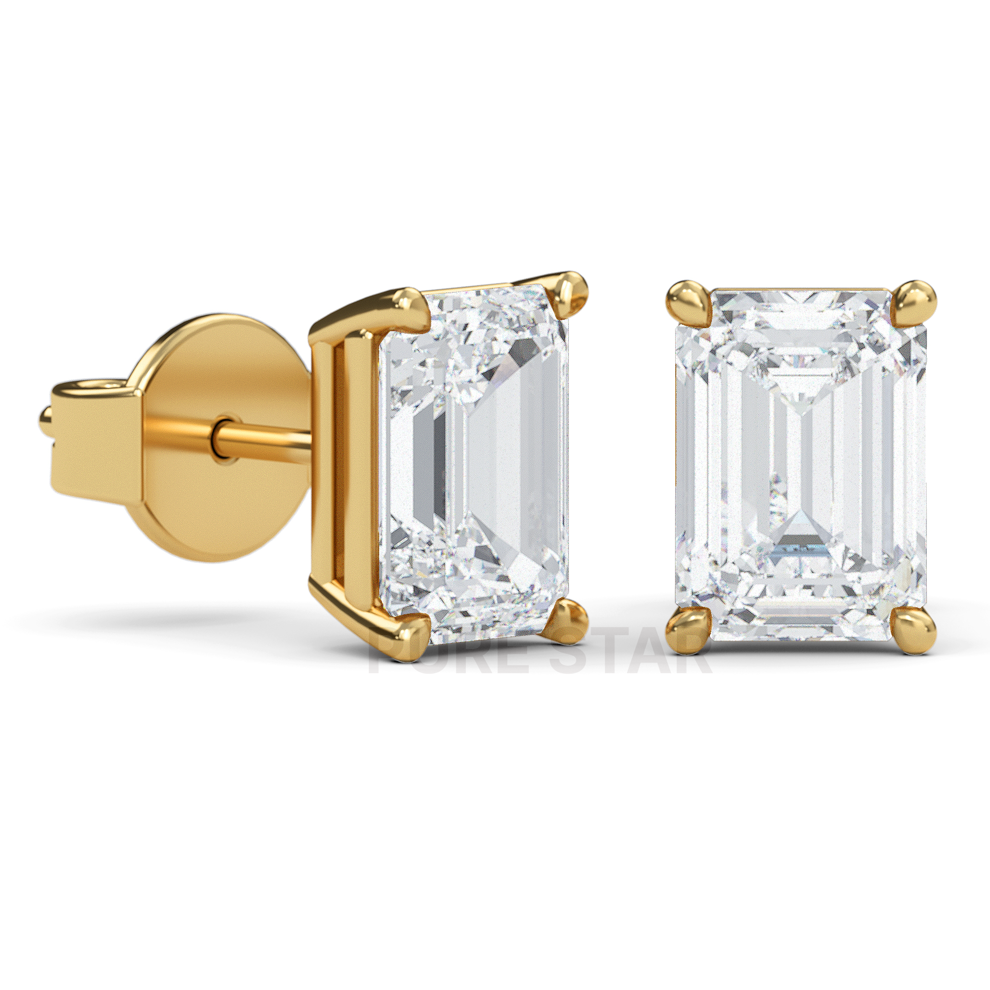 Alyssa Emerald Lab Grown  Earring 1CT 10k Yellow Gold-purestarjewelry