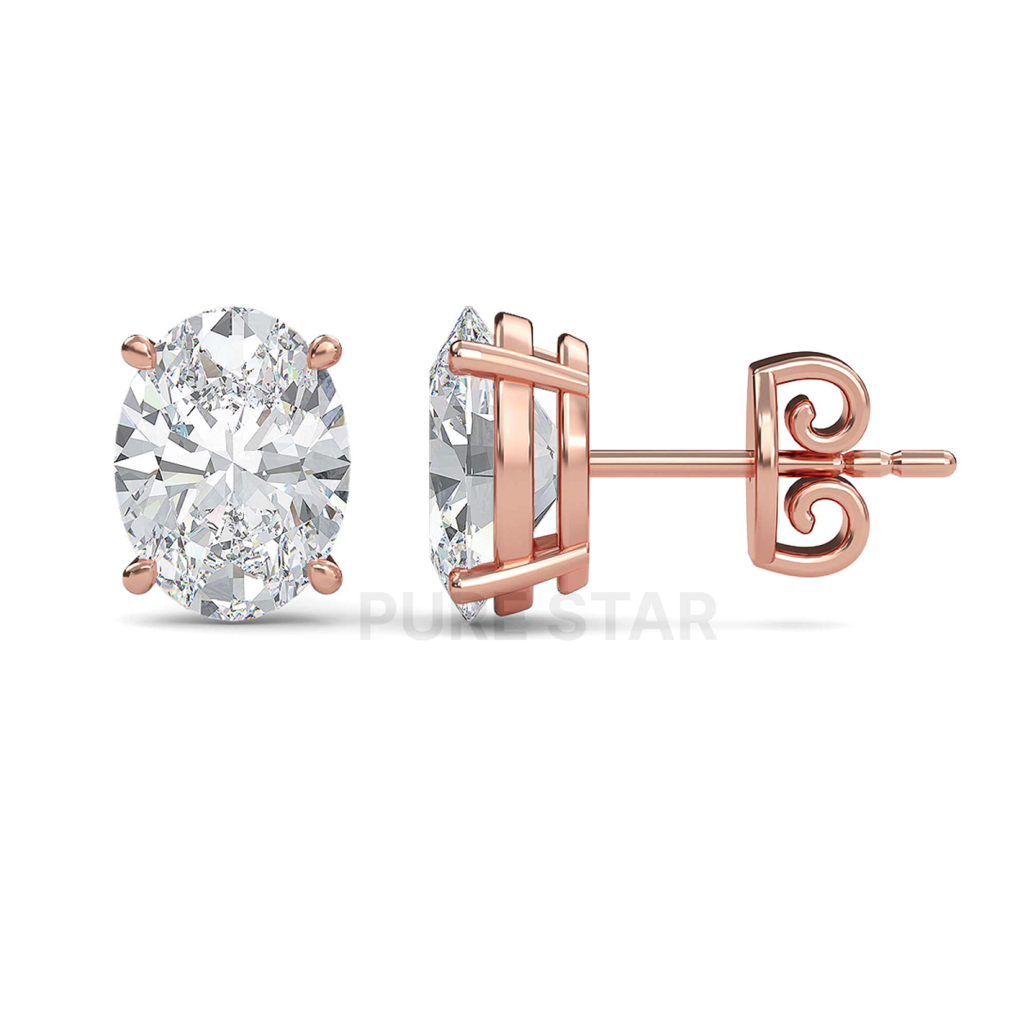 Henry Oval Lab Grown  Earring 2CT 18K Rose Gold-purestarjewelry