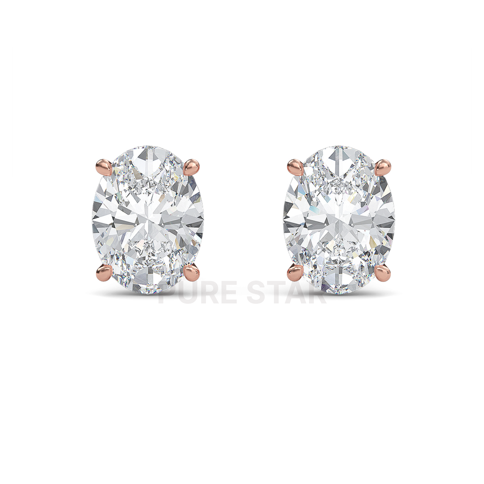 Henry Oval Lab Grown  Earring 2CT 18K Rose Gold-purestarjewelry