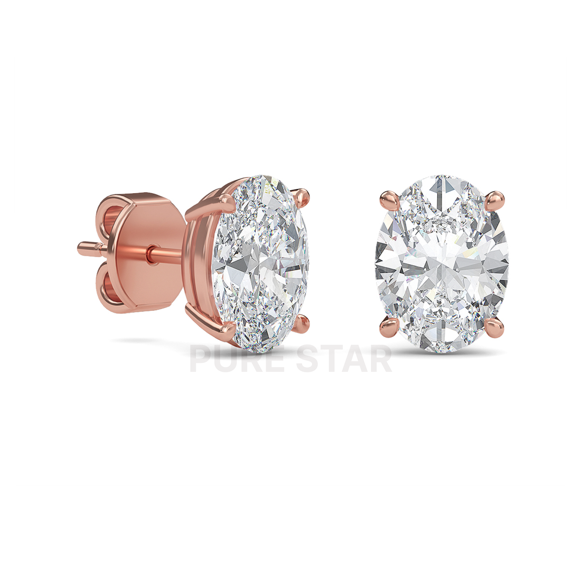 Henry Oval Lab Grown  Earring 2CT 18K Rose Gold-purestarjewelry