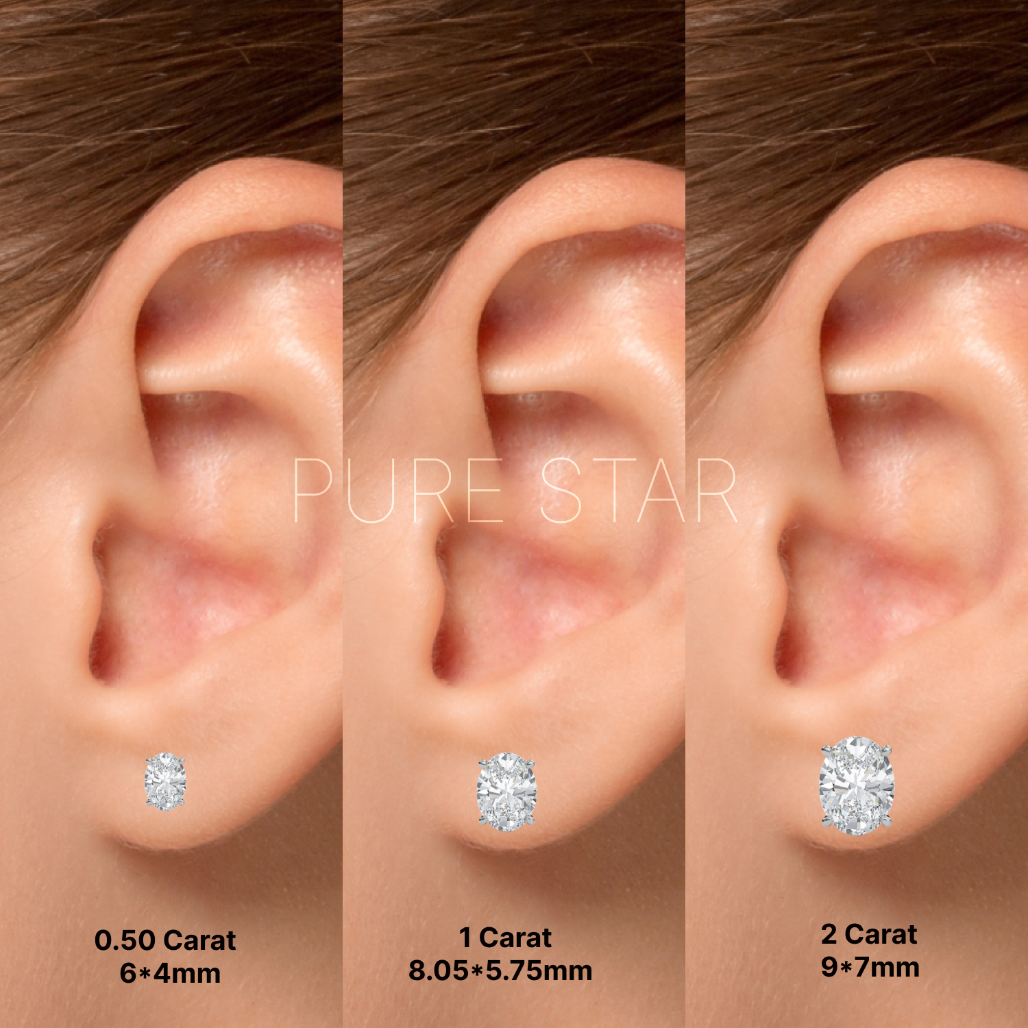 Henry Oval Lab Grown  Earring 2CT 18K Rose Gold-purestarjewelry