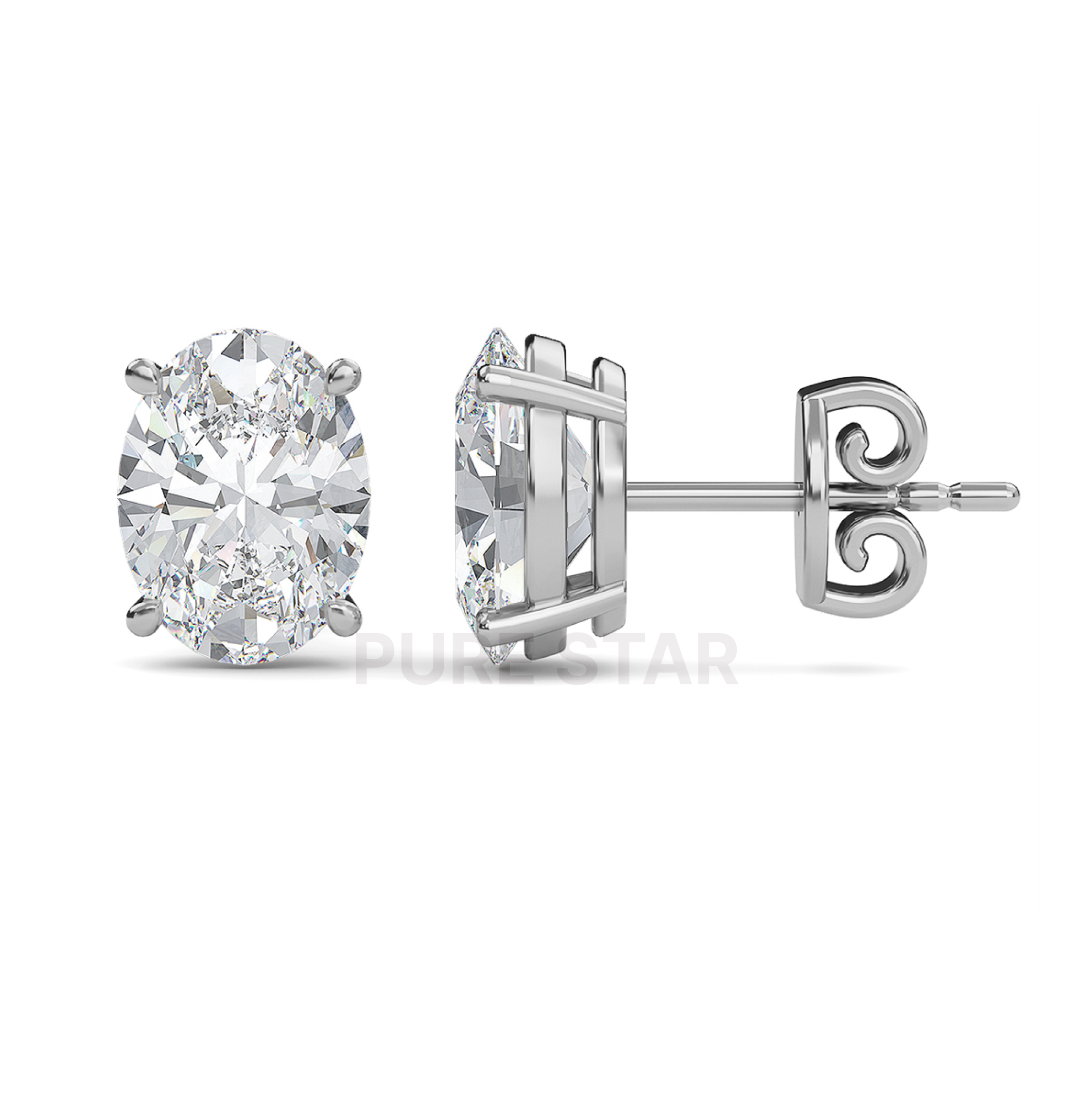 Henry Oval Lab Grown  Earring 1CT 10k White Gold-purestarjewelry