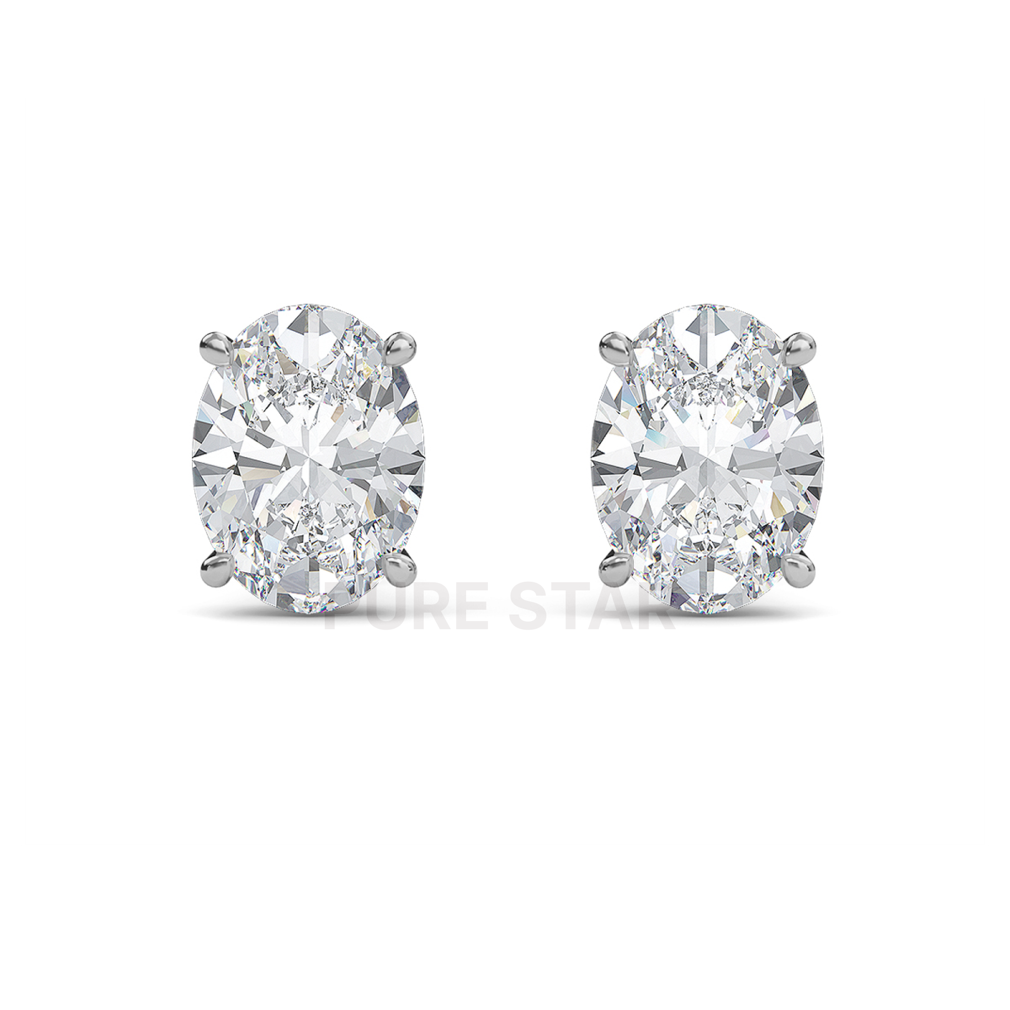 Henry Oval Lab Grown  Earring 1CT 10k White Gold-purestarjewelry