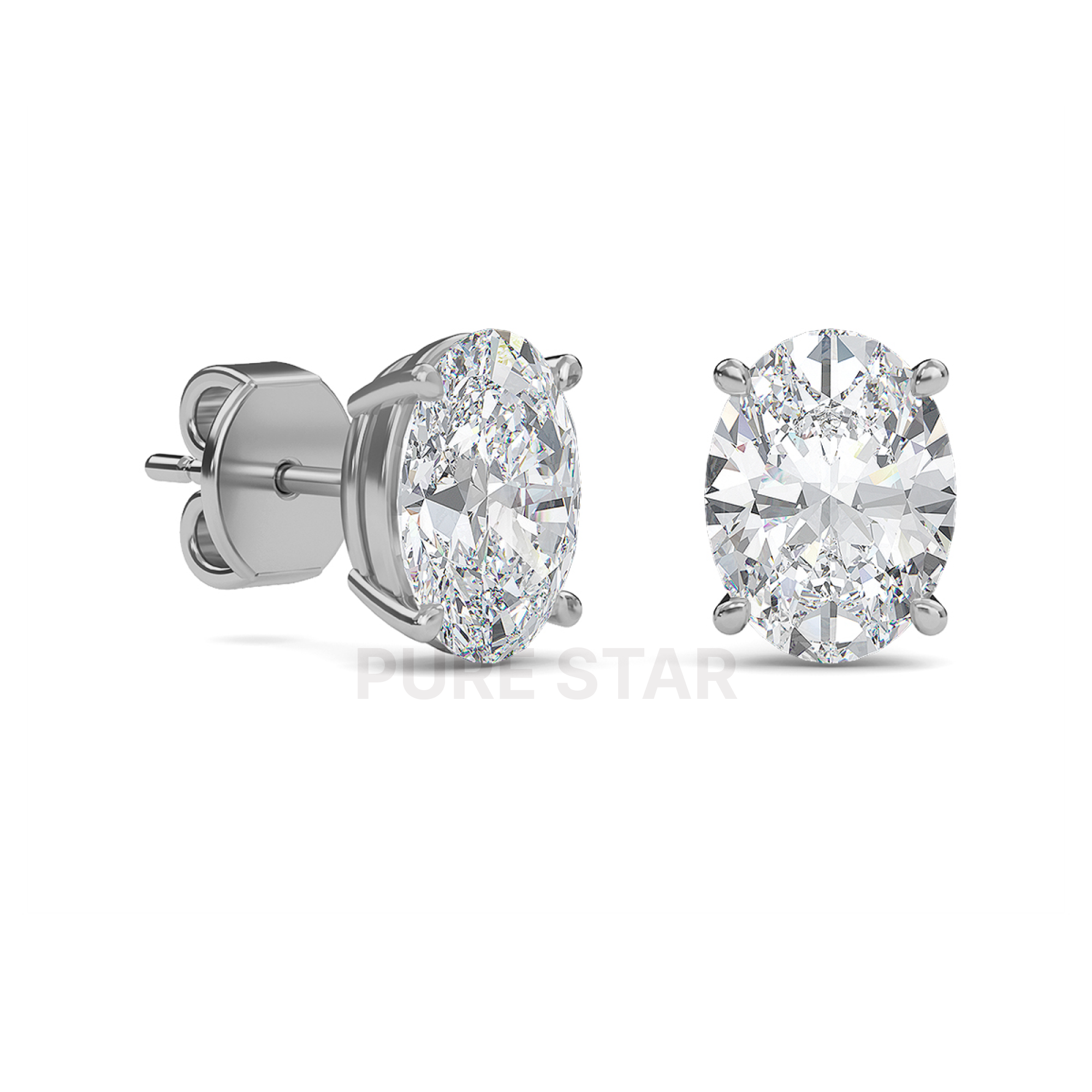 Henry Oval Lab Grown  Earring 1CT 10k White Gold-purestarjewelry