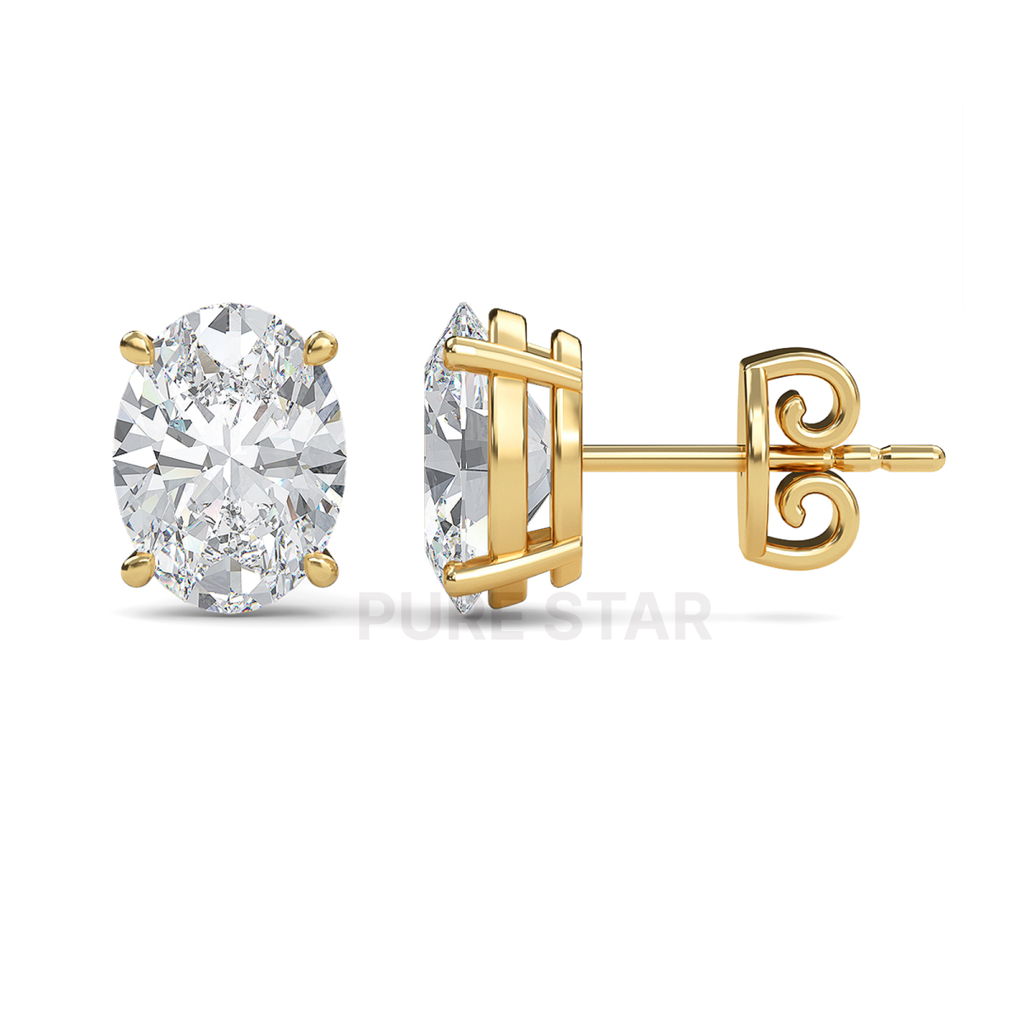 Henry Oval Lab Grown  Earring 2CT 14K Yellow Gold-purestarjewelry