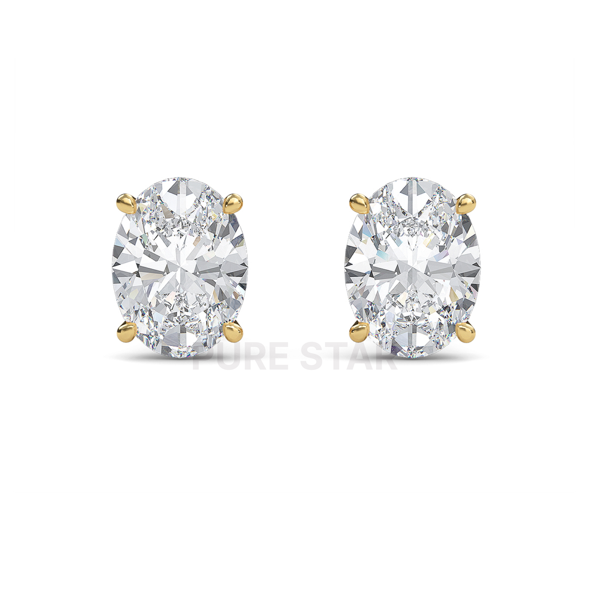 Henry Oval Lab Grown  Earring 1CT 18K Yellow Gold-purestarjewelry