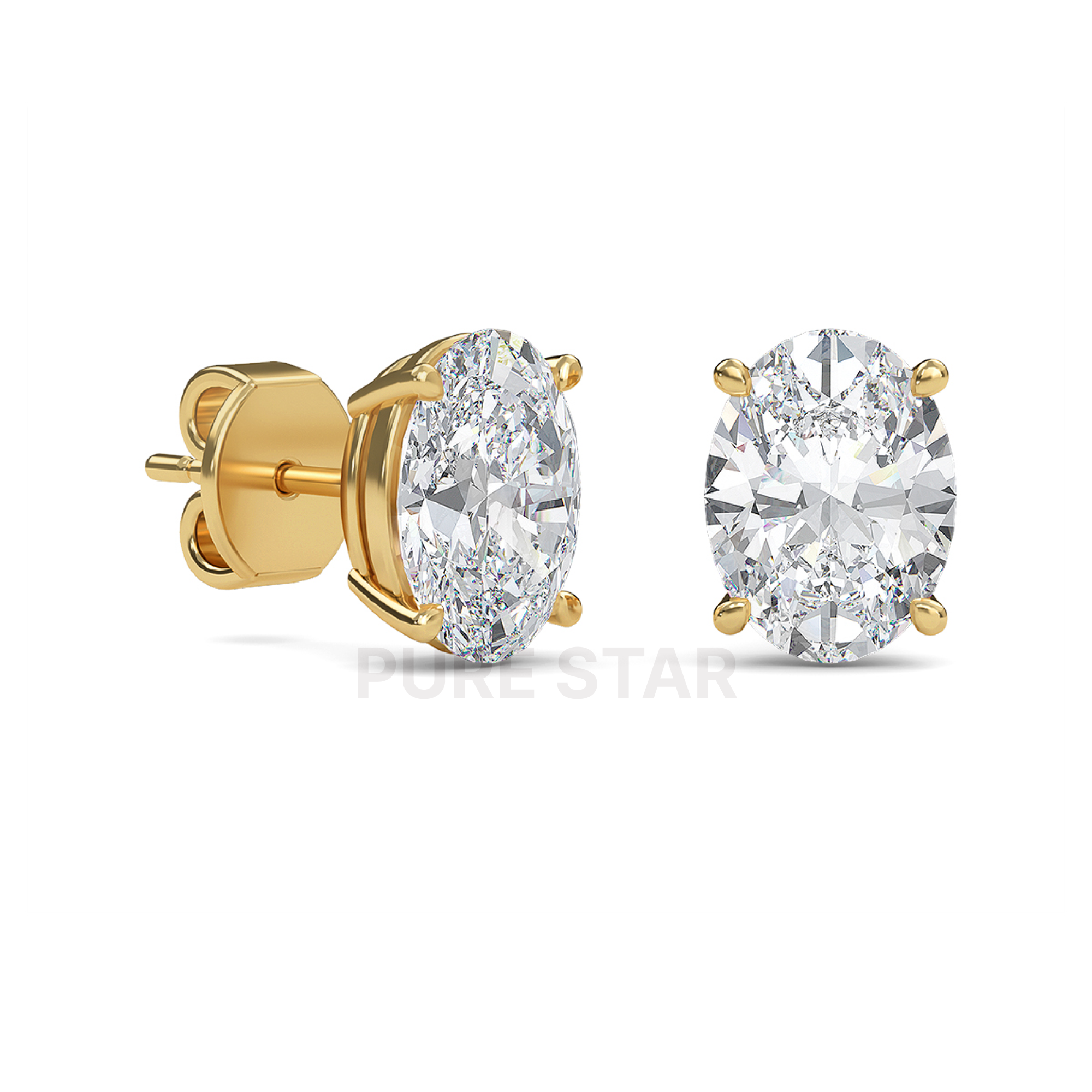 Henry Oval Lab Grown  Earring 1CT 18K Yellow Gold-purestarjewelry