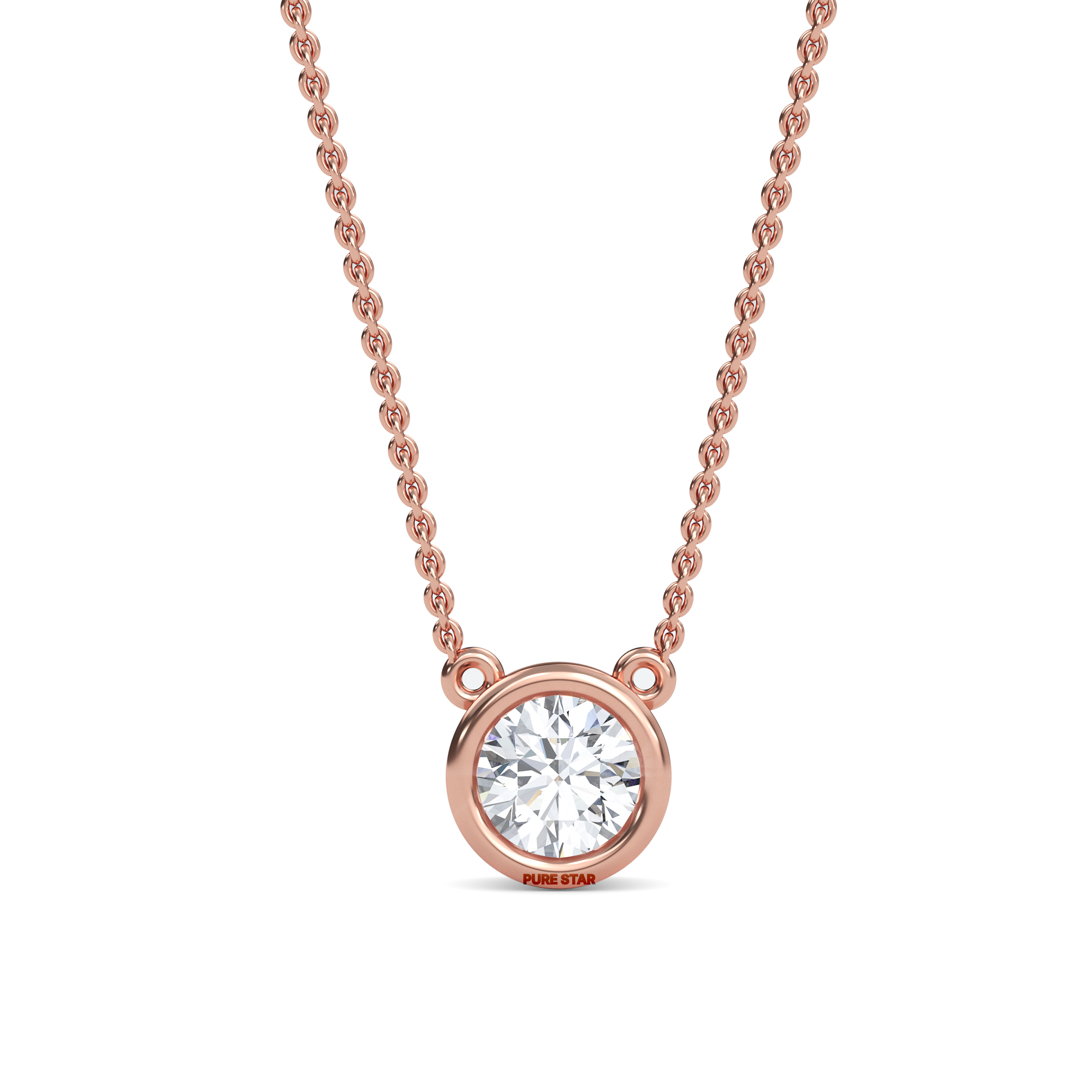 Allison Round Lab Grown  Pendant 0.50CT 10K Rose Gold - 16" Chain-purestarjewelry