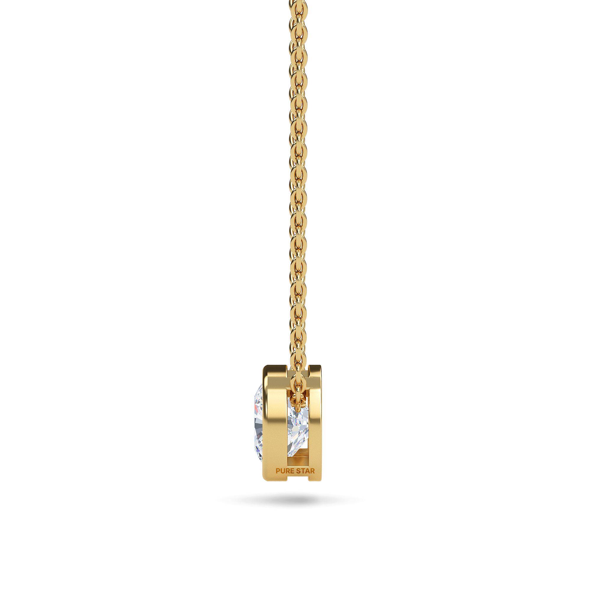 Angela Cushion Lab grown  Pendant 1CT 18K Yellow Gold - 16" Chain-purestarjewelry