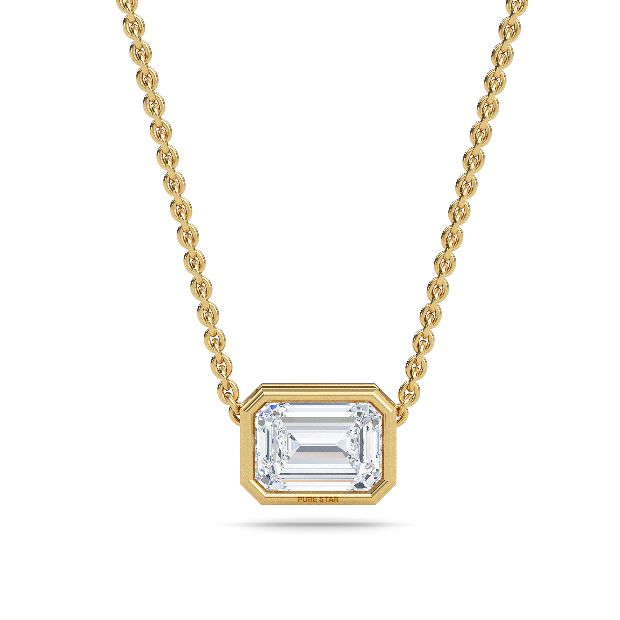 Lennon Emerald Lab Grown  Pendant 1CT 18K Yellow Gold - 18"Chain-purestarjewelry