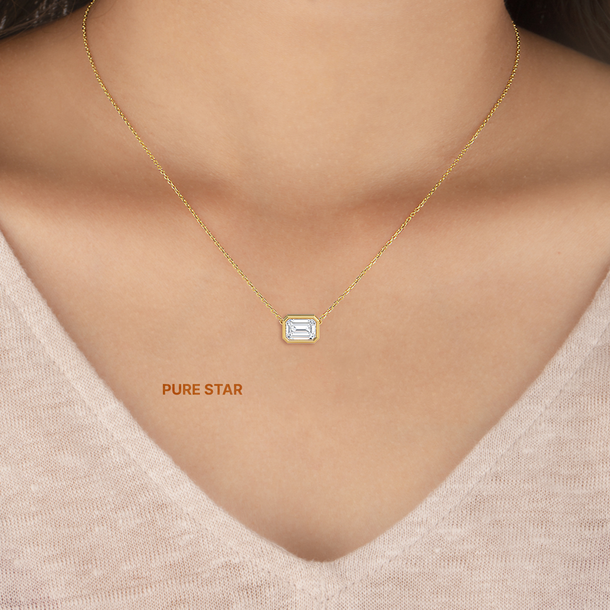 Lennon Emerald Lab Grown  Pendant 1CT 18K Yellow Gold - 18"Chain-purestarjewelry