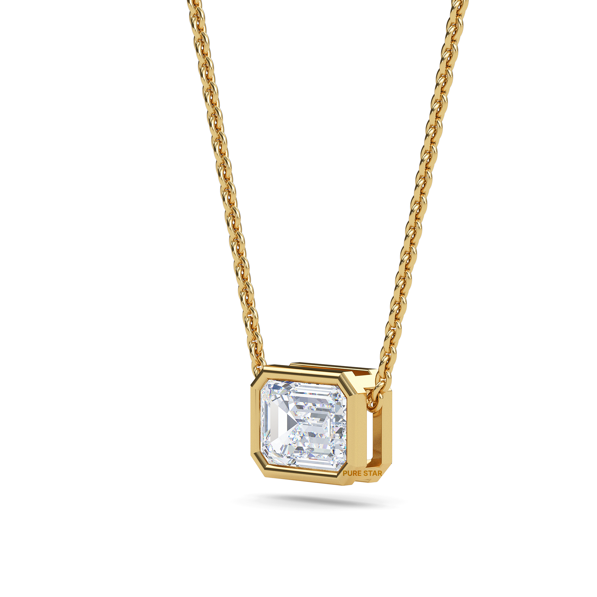 Lennon Emerald Lab Grown  Pendant 1CT 18K Yellow Gold - 18"Chain-purestarjewelry