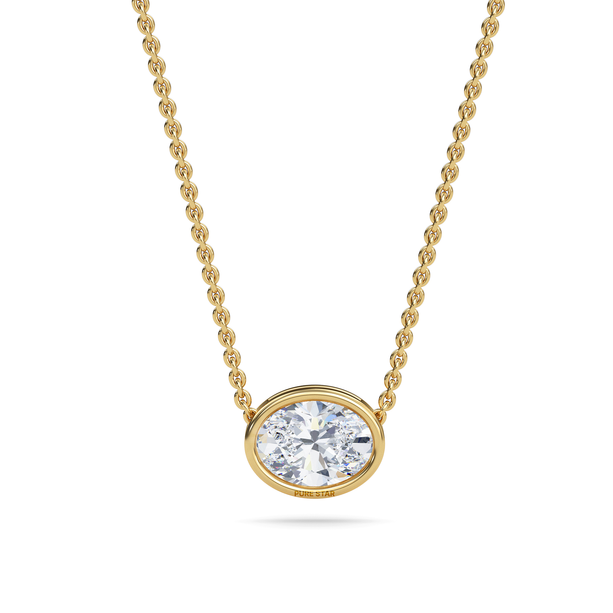 Brynlee Oval Lab Grown  Pendant 1.25CT 18K Yellow Gold - 20"Chain-purestarjewelry