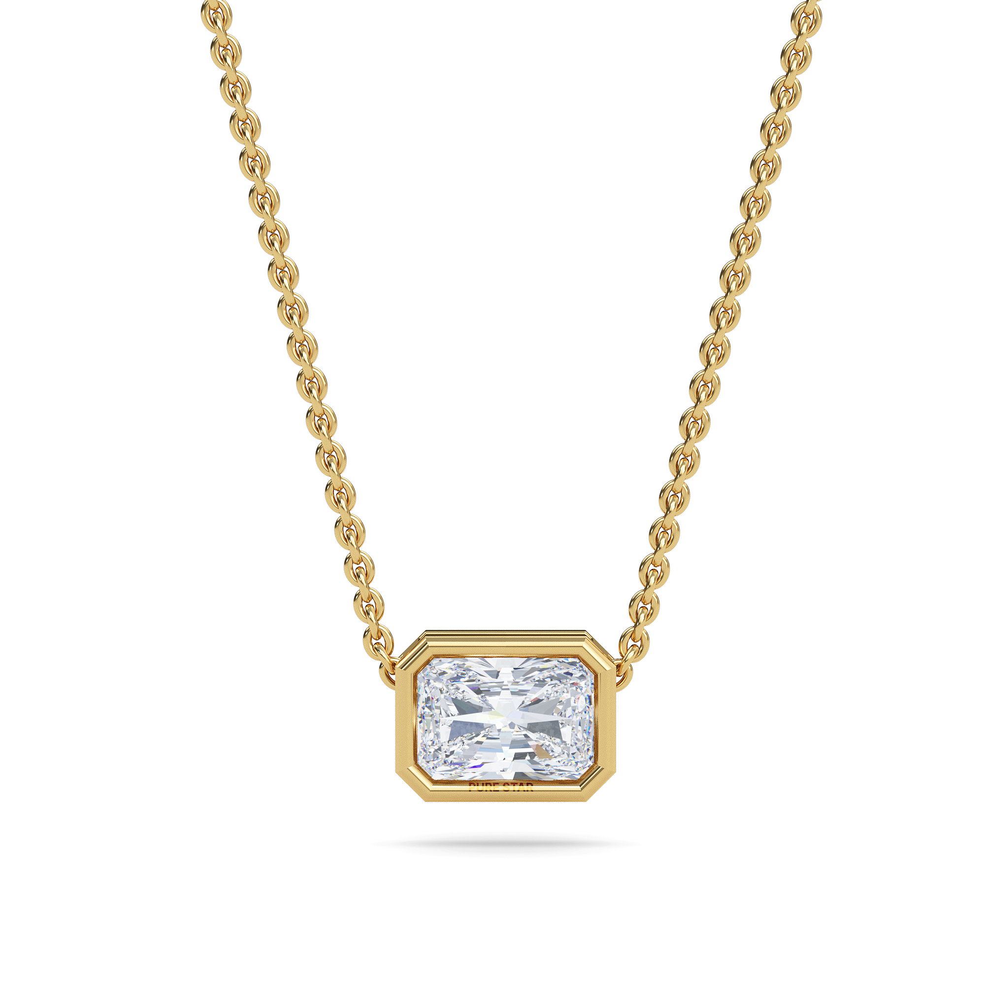 Lainey Radiant Lab Grown Pendant 1CT 10K Yellow Gold - 16"Chain-purestarjewelry