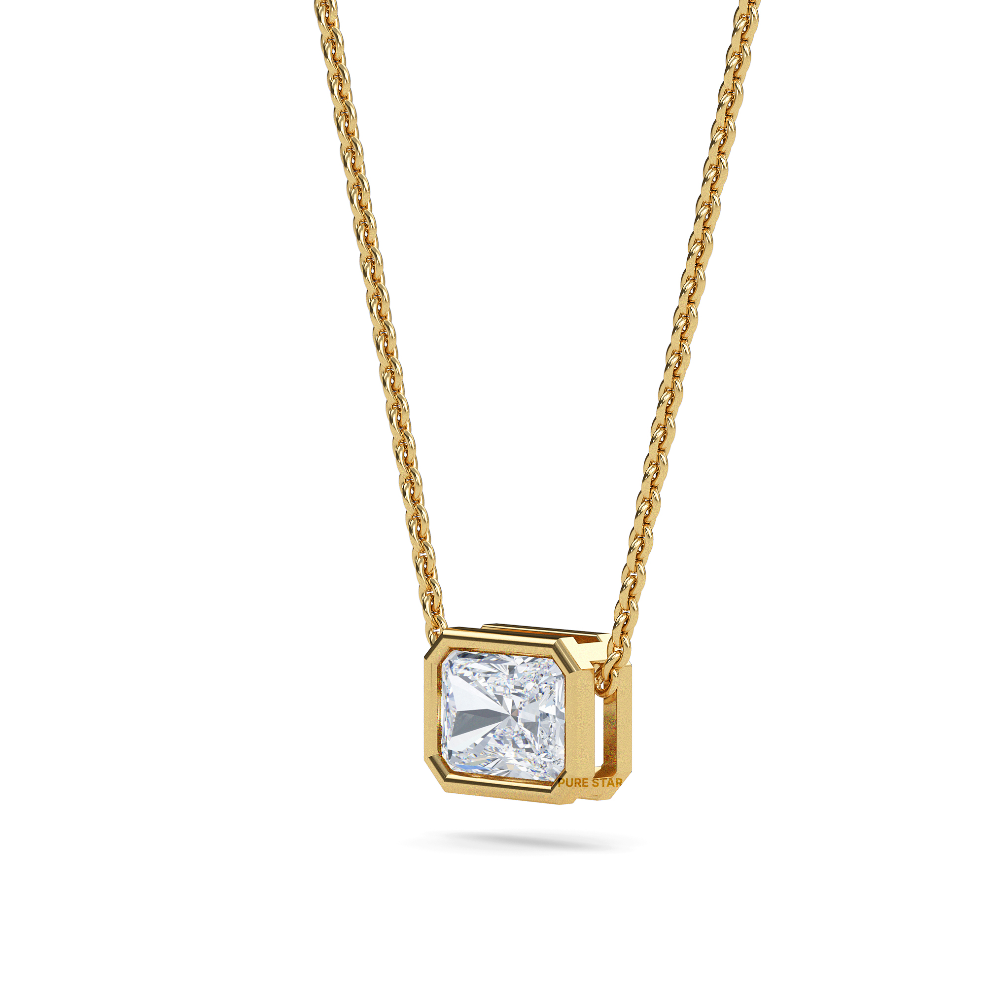 Lainey Radiant Lab Grown Pendant 1CT 10K Yellow Gold - 16"Chain-purestarjewelry