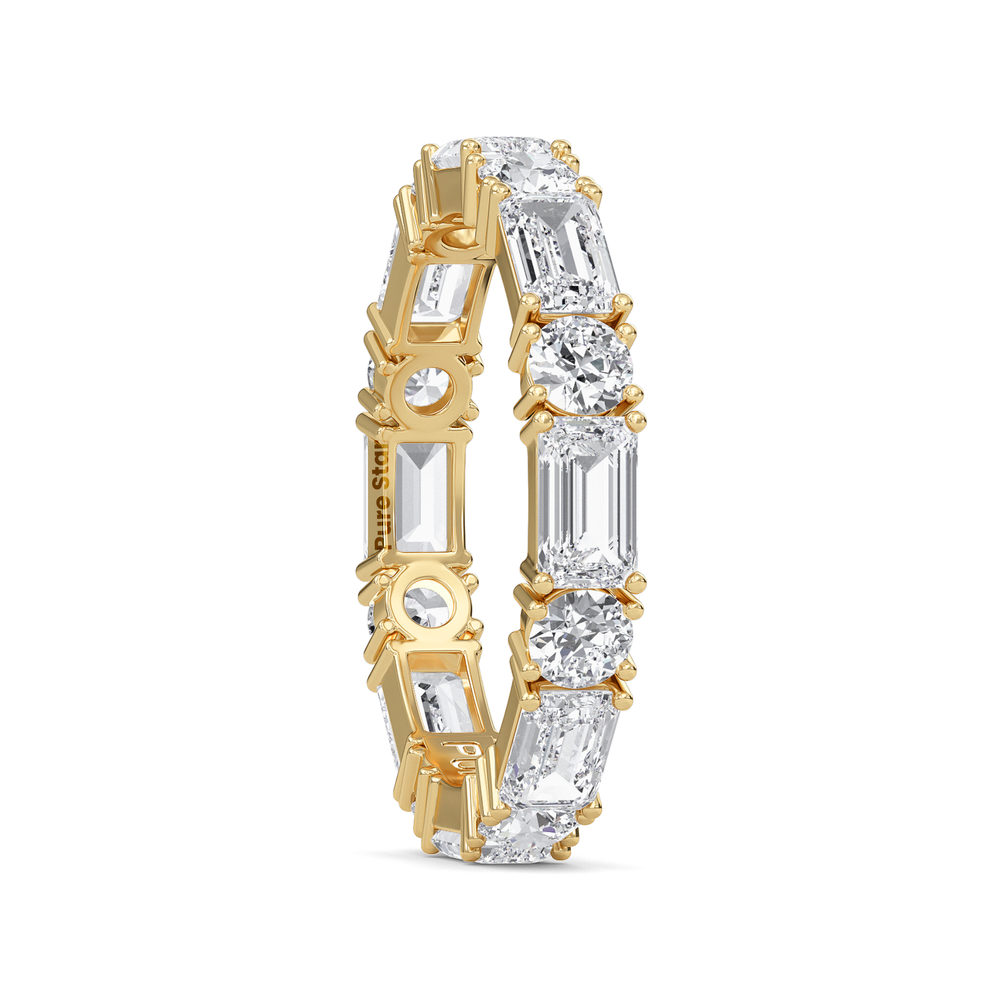 Aisha Emerald Lab Grown Eternity Band 4.2mm*3.0mm 18K Yellow Gold-purestarjewelry