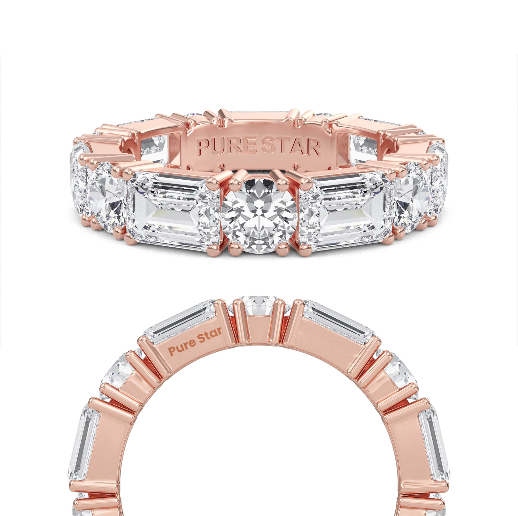 Aisha Emerald Lab Grown Eternity Band 5.6mm*3.0mm 18K Rose Gold-purestarjewelry