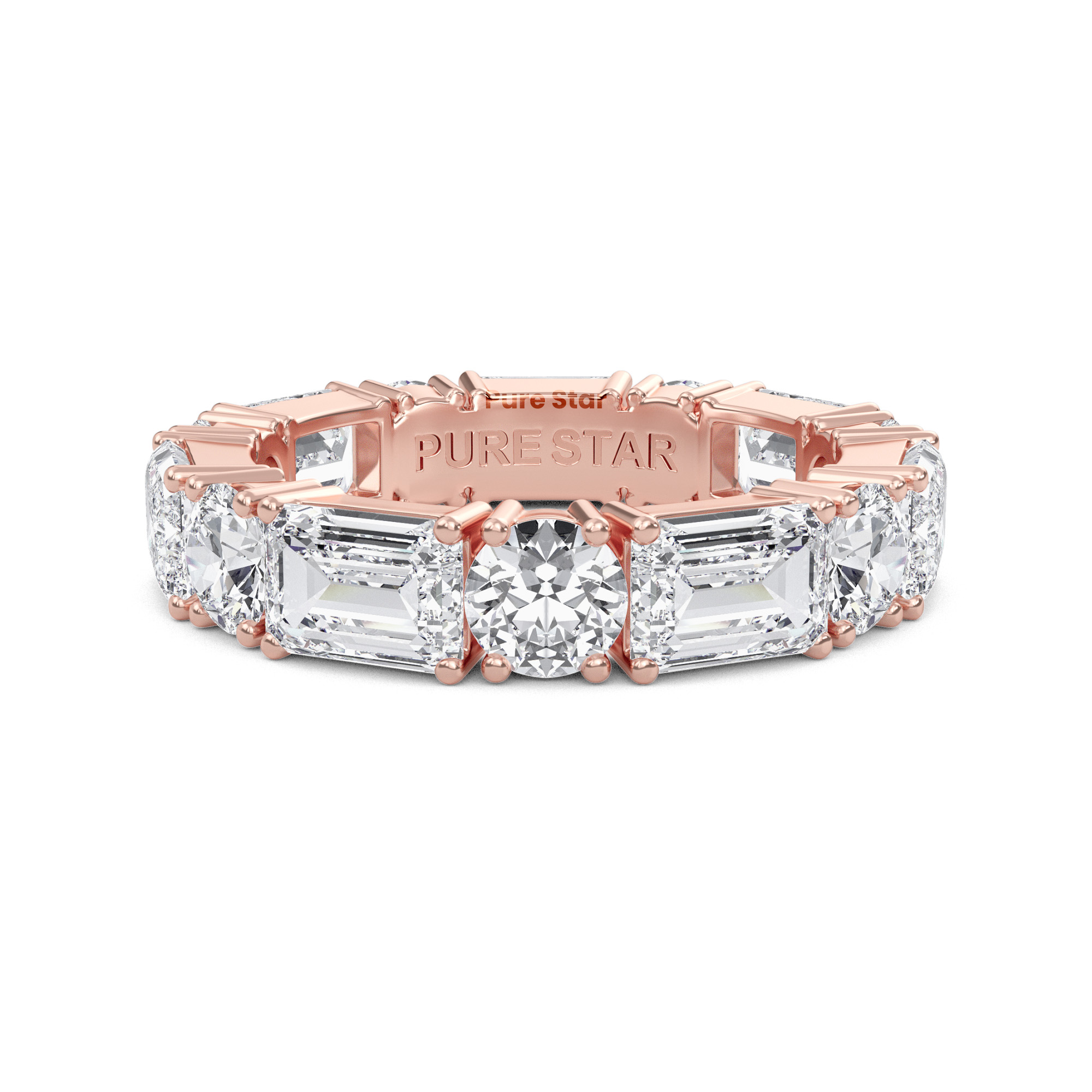 Aisha Emerald Lab Grown Eternity Band 5.6mm*3.0mm 18K Rose Gold-purestarjewelry