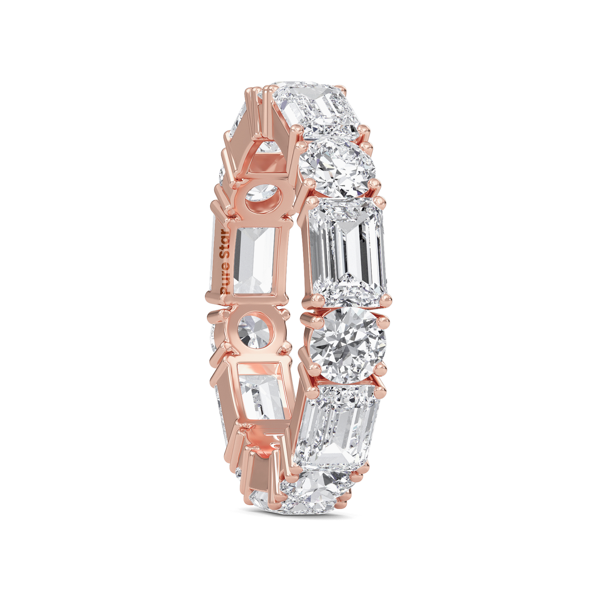 Aisha Emerald Lab Grown Eternity Band 5.6mm*3.0mm 18K Rose Gold-purestarjewelry