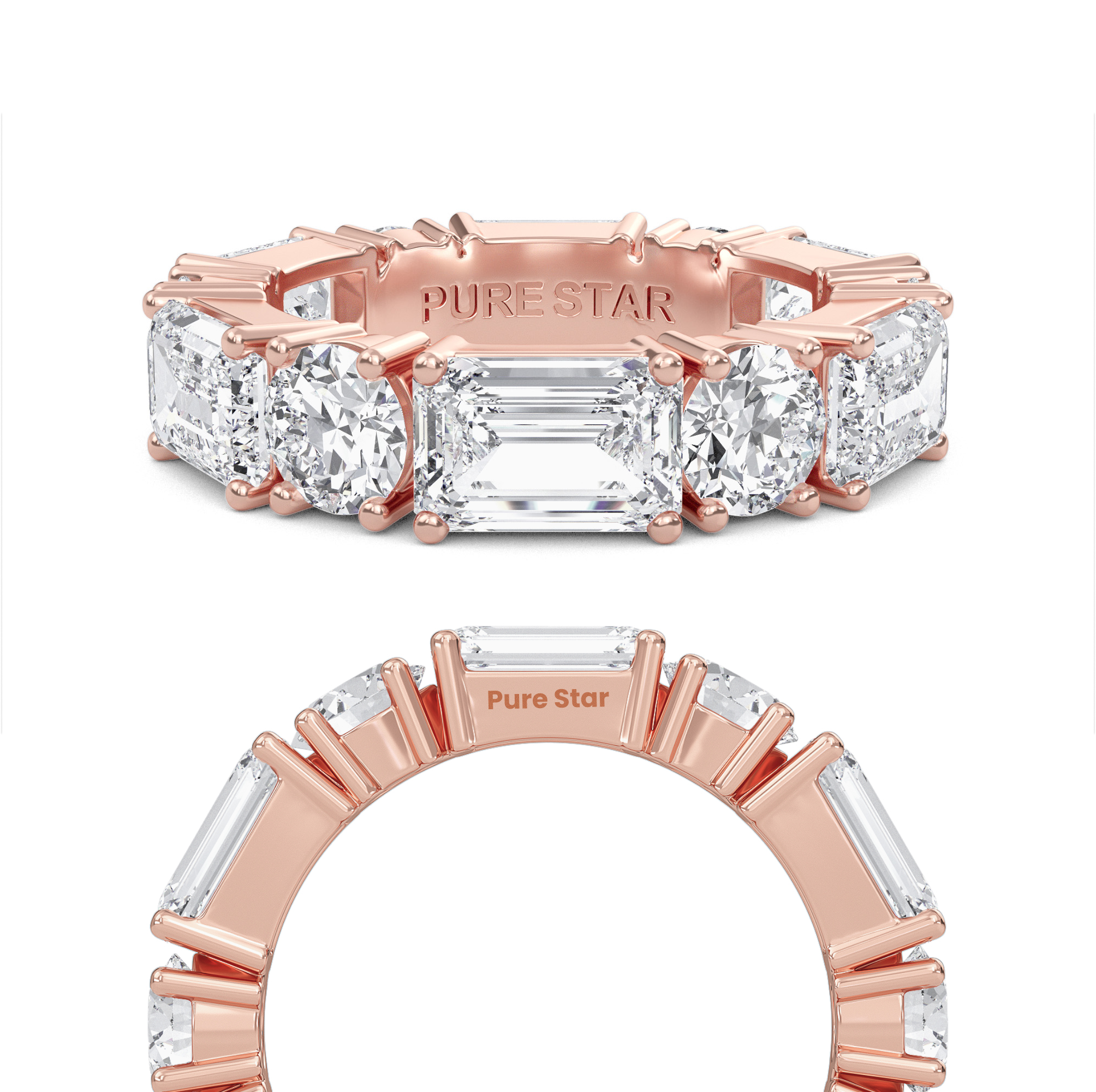 Aisha Emerald Lab Grown Eternity Band 6.55mm*4.7mm 18K Rose Gold-purestarjewelry