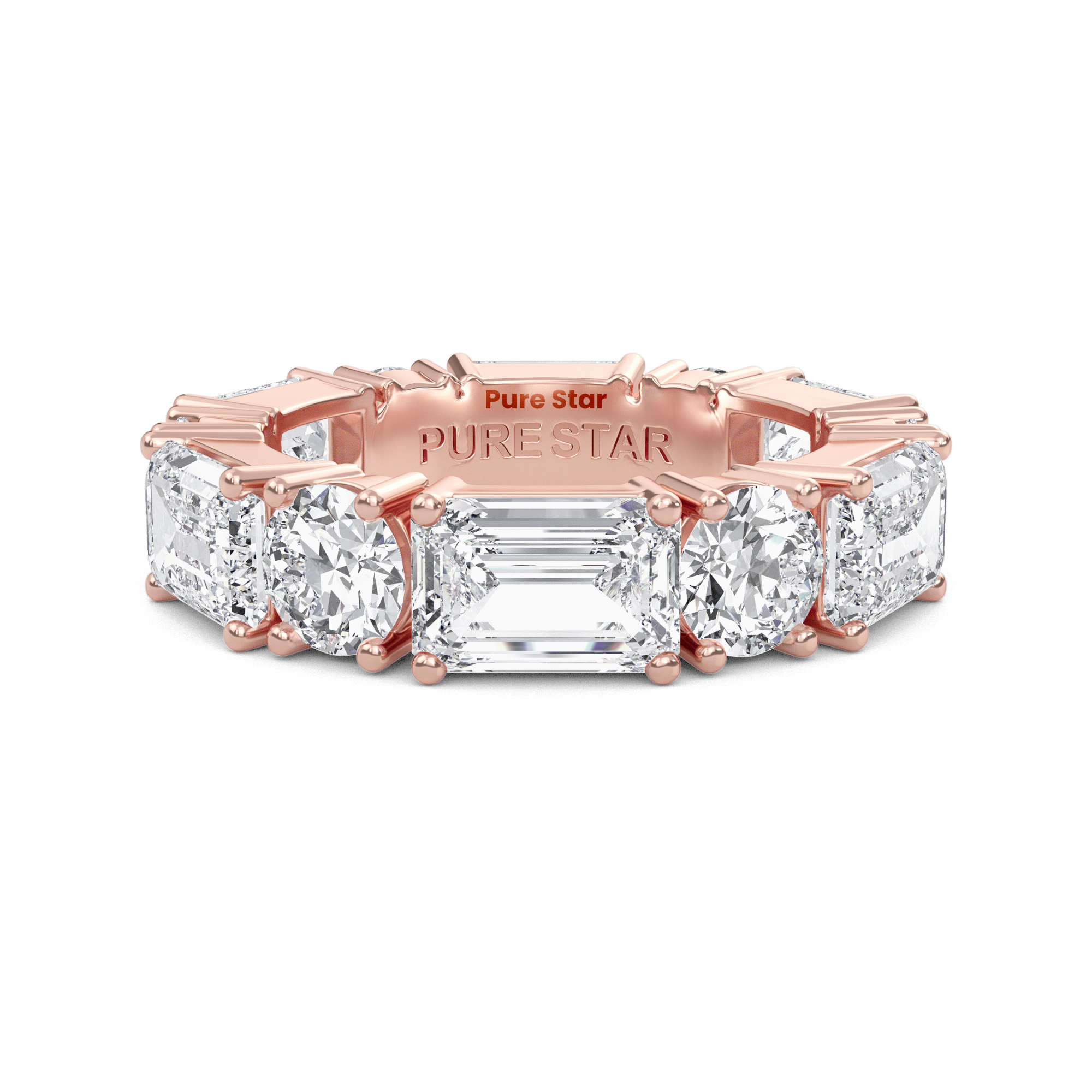 Aisha Emerald Lab Grown Eternity Band 6.55mm*4.7mm 18K Rose Gold-purestarjewelry