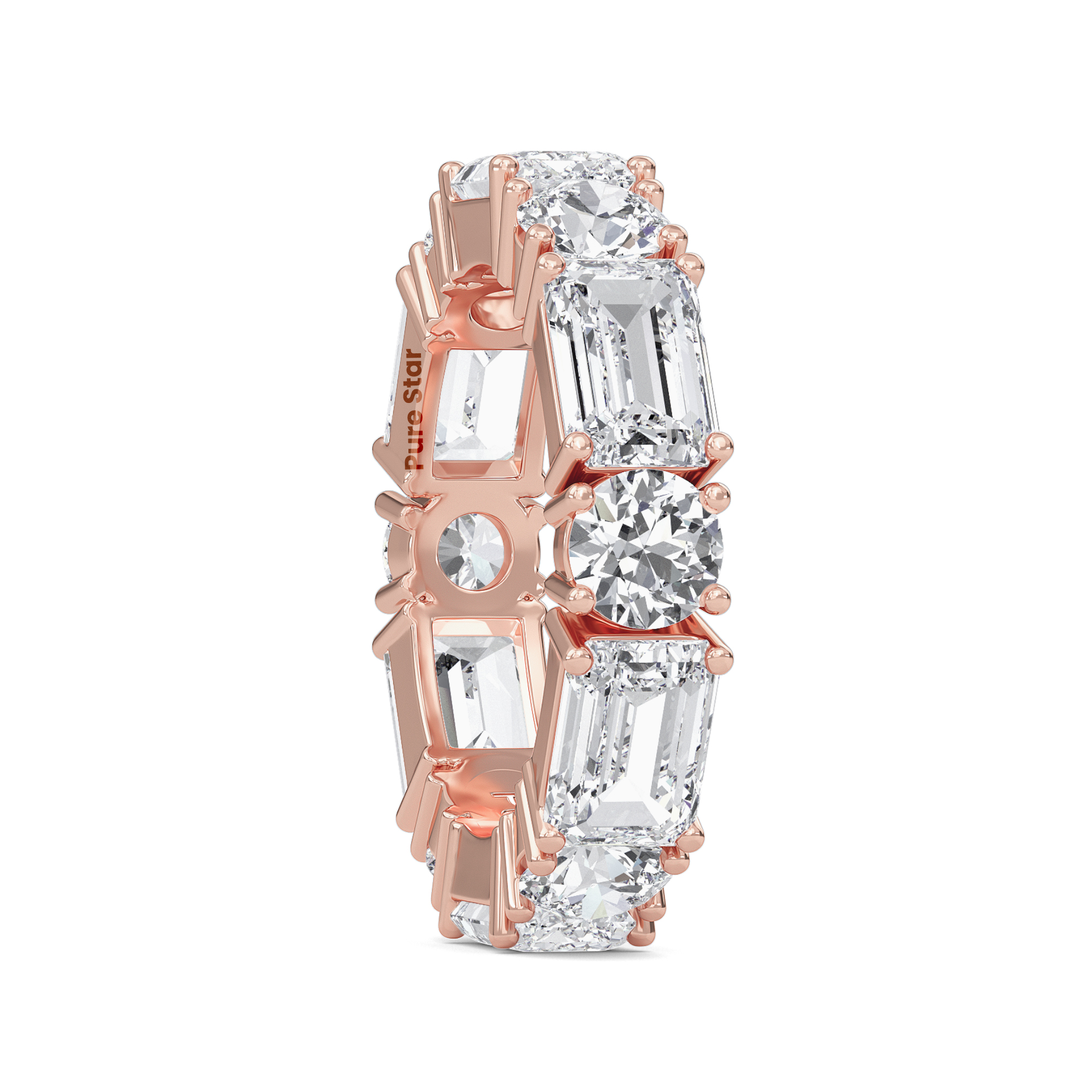 Aisha Emerald Lab Grown Eternity Band 6.55mm*4.7mm 18K Rose Gold-purestarjewelry