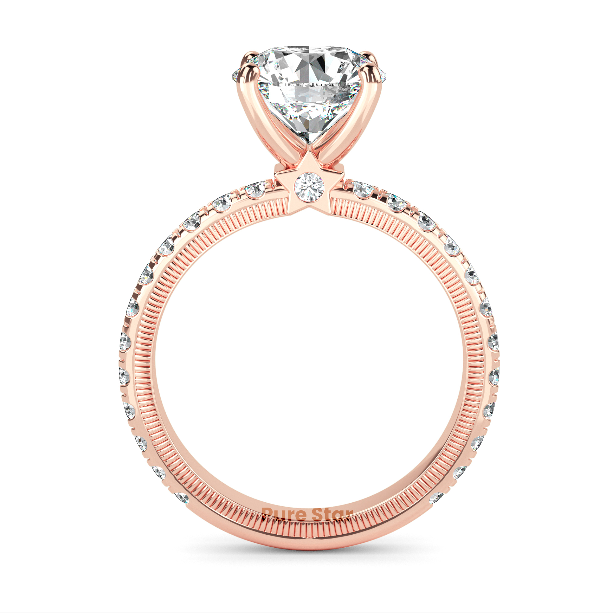 Inaya Round Lab Grown  Ring 1CT 14K Rose Gold-purestarjewelry