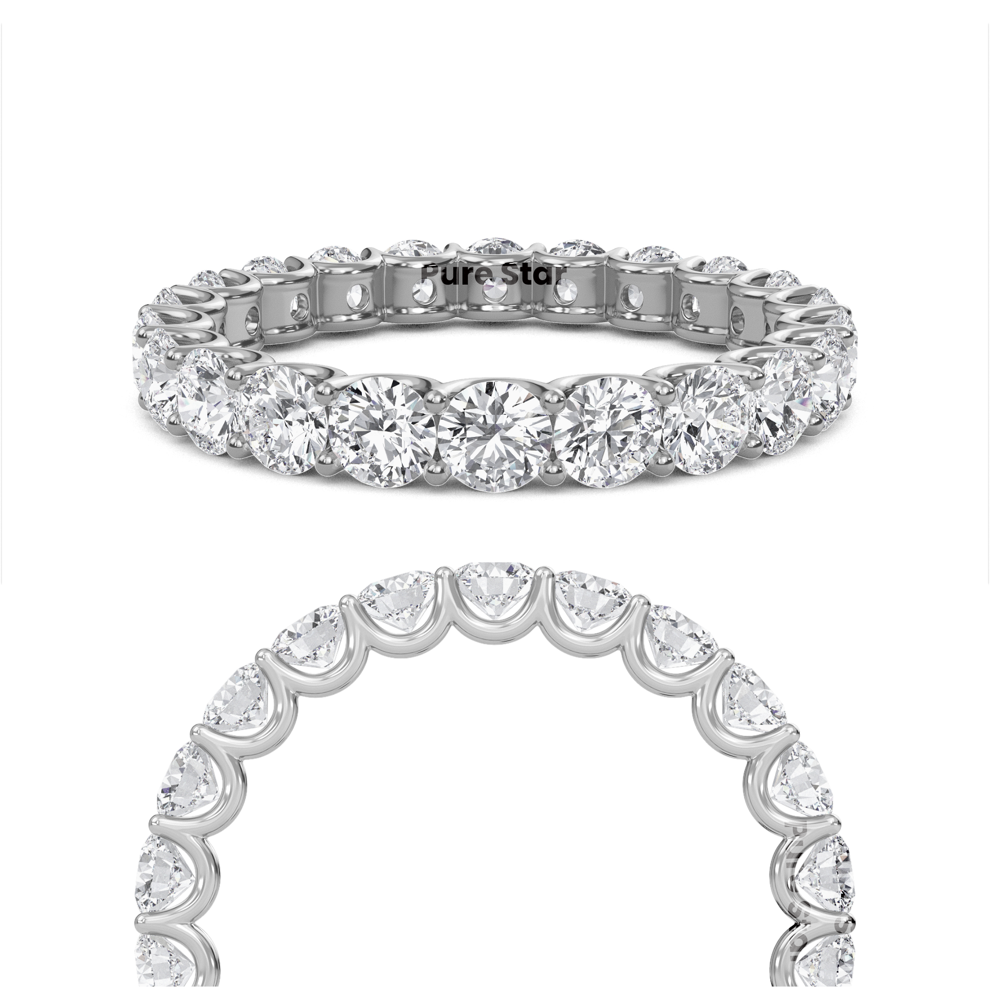 Brenda Round Lab Grown Eternity Band 3mm 18K White Gold-purestarjewelry