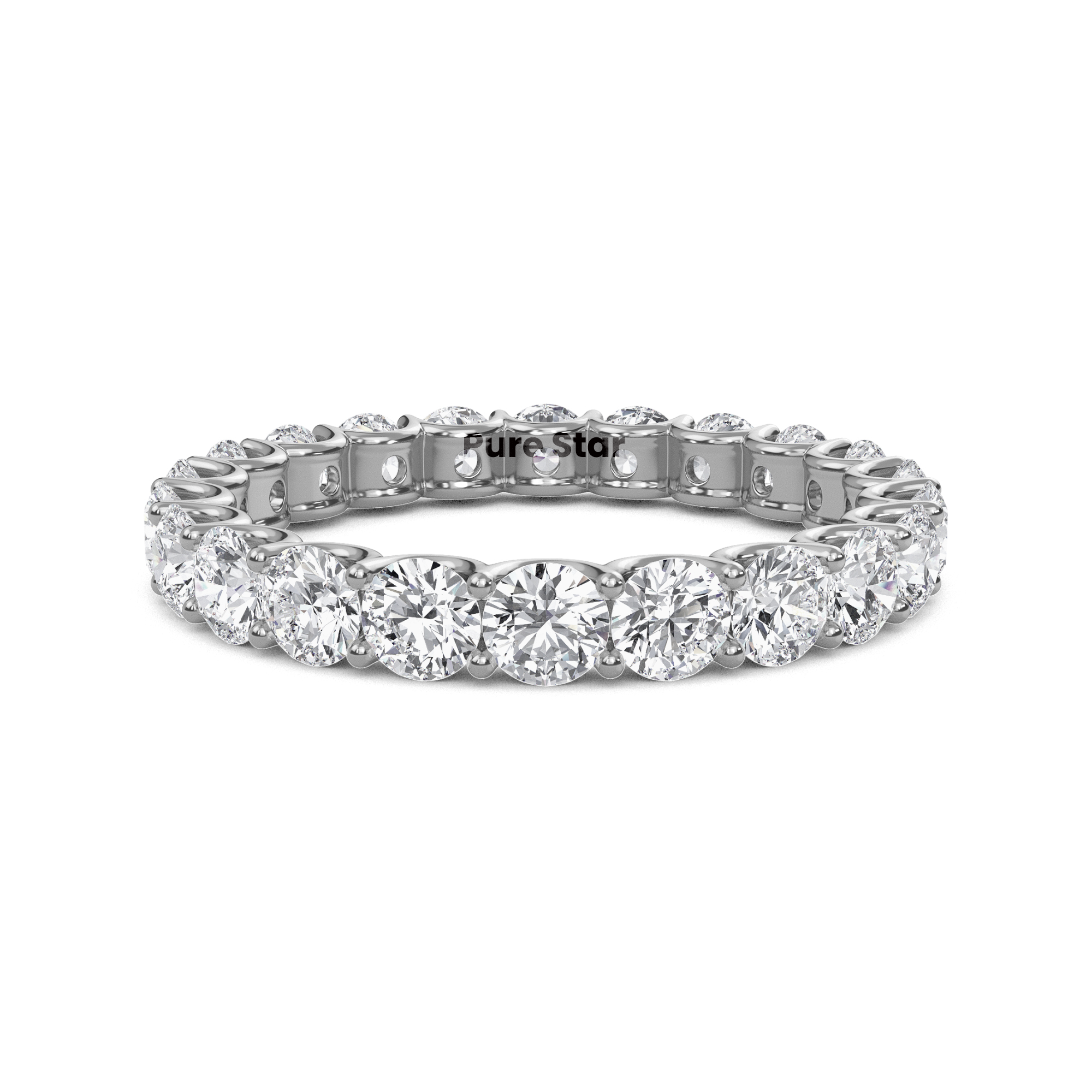 Brenda Round Lab Grown Eternity Band 3mm 18K White Gold-purestarjewelry