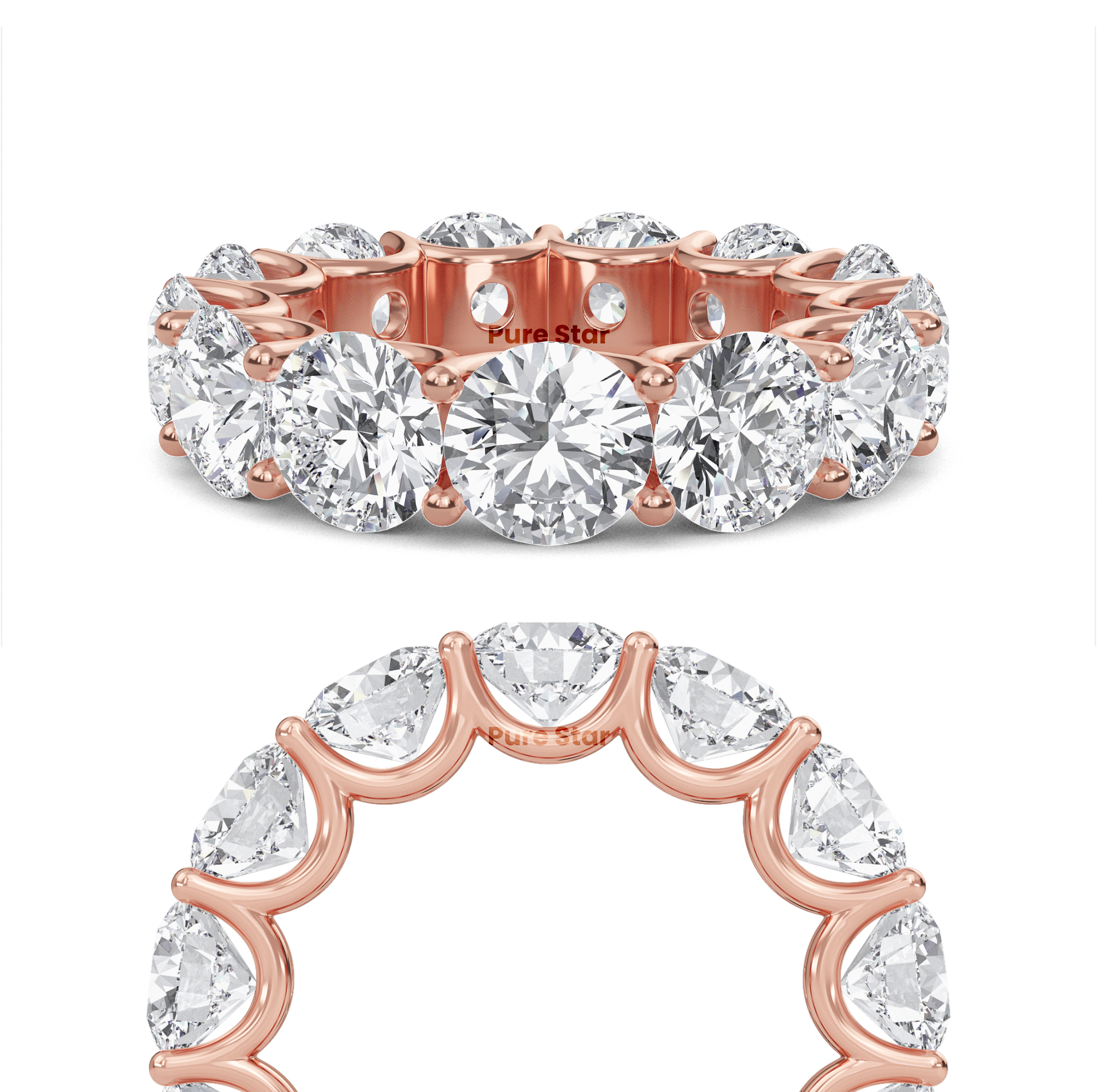 Leona Round Lab Grown Ring 6mm 14K Rose Gold-purestarjewelry