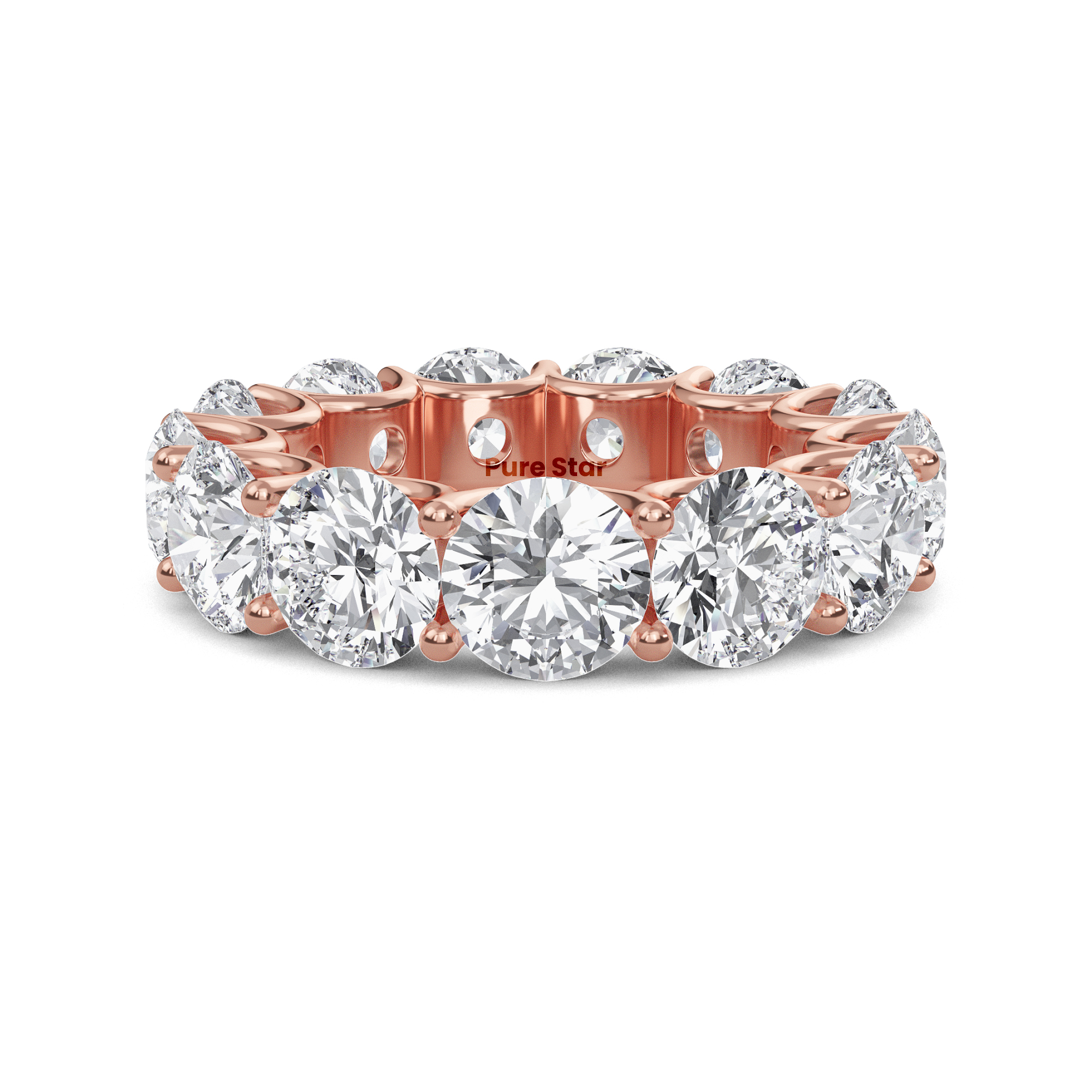 Leona Round Lab Grown Ring 6mm 14K Rose Gold-purestarjewelry