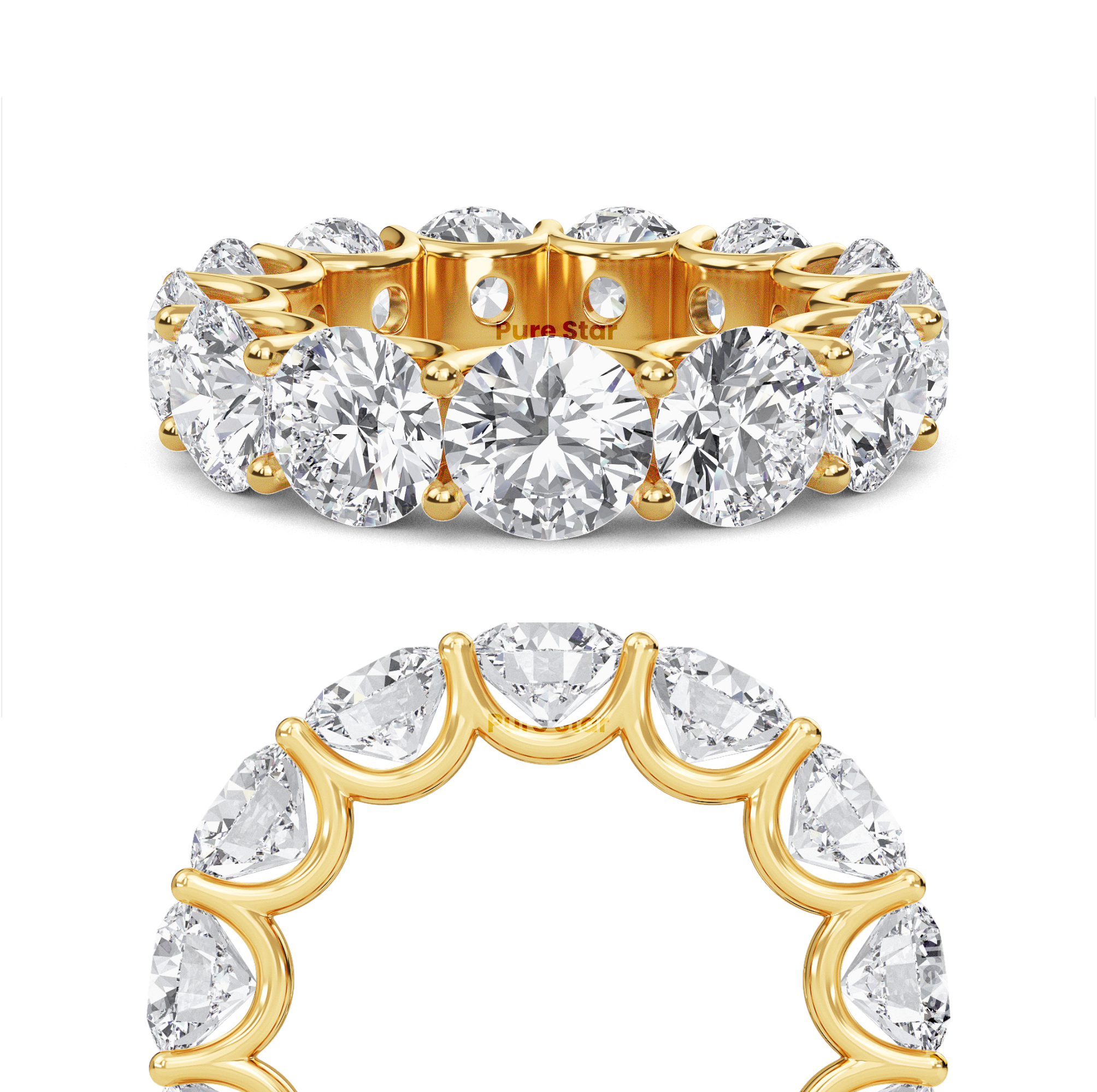 Leona Round Lab Grown Ring 6mm 18K Yellow Gold-purestarjewelry