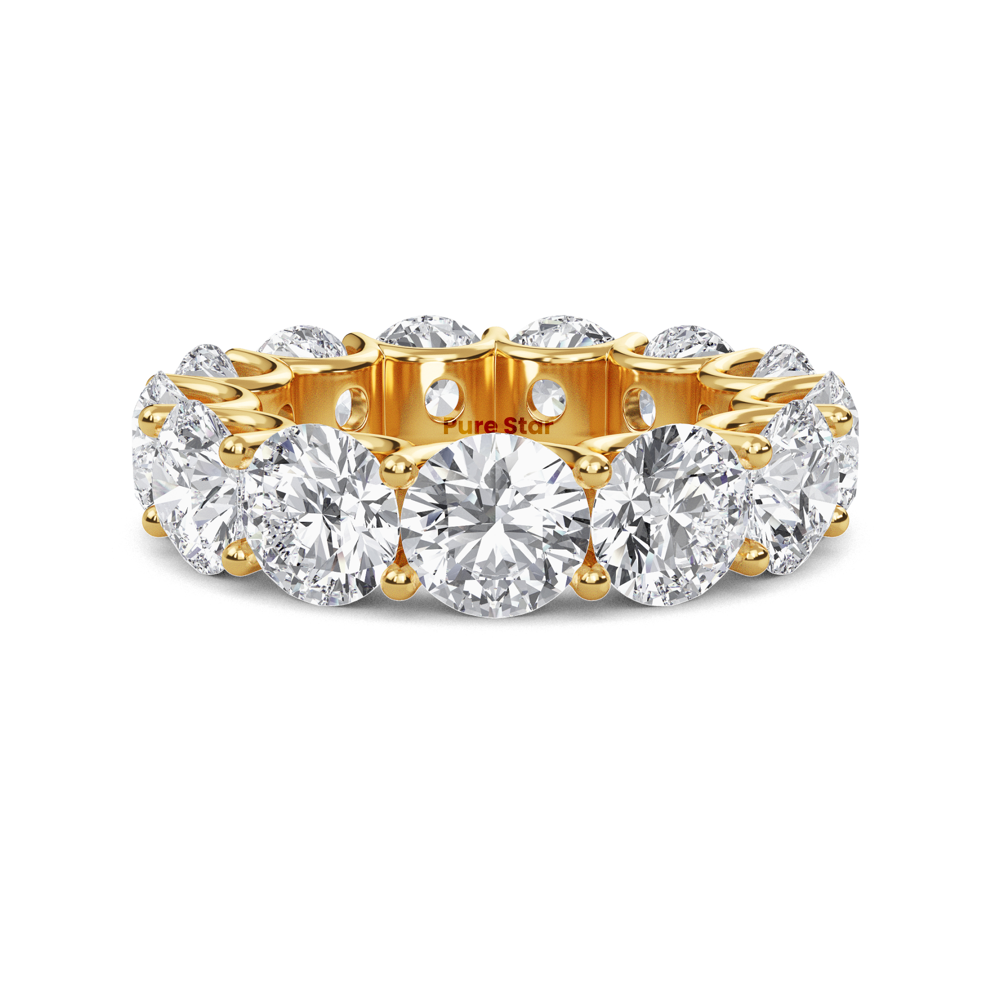 Leona Round Lab Grown Ring 6mm 18K Yellow Gold-purestarjewelry