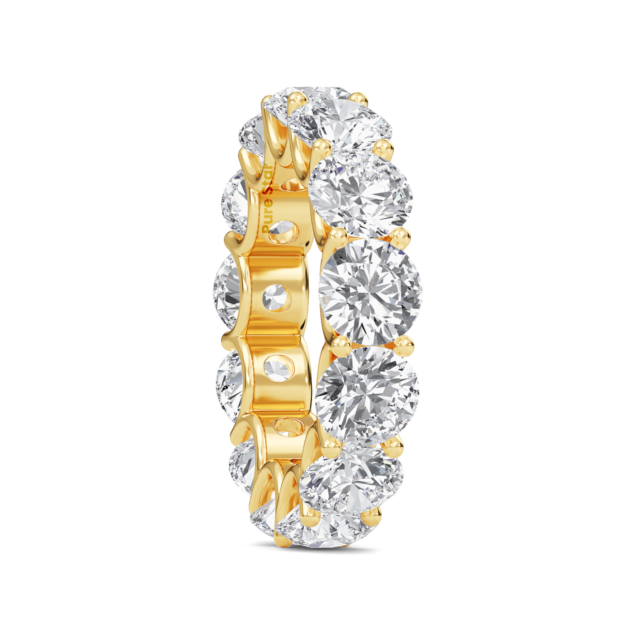Leona Round Lab Grown Ring 6mm 18K Yellow Gold-purestarjewelry