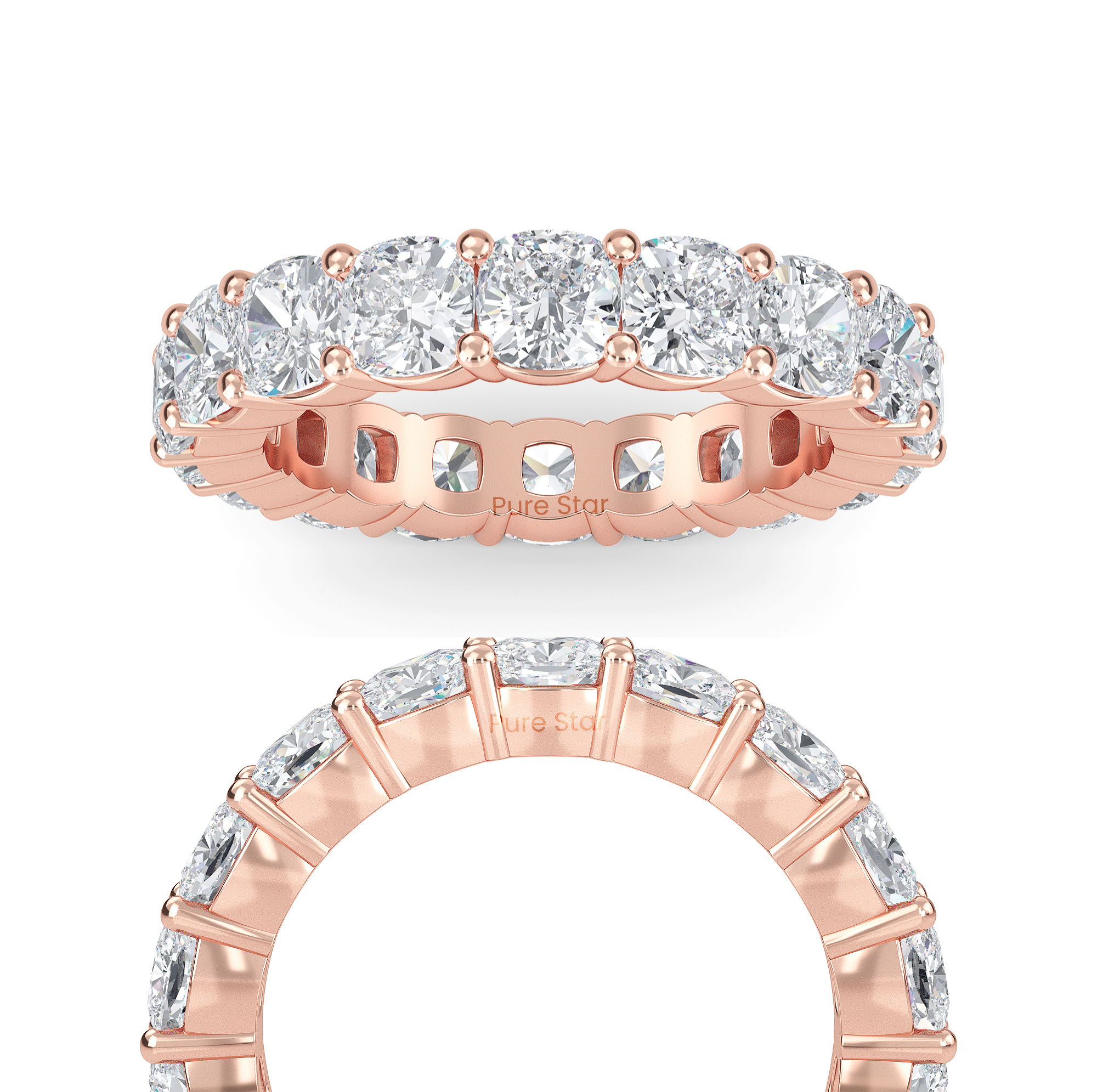 Eden Cushion Lab Grown Eternity Band 5mm 14K Rose Gold-purestarjewelry