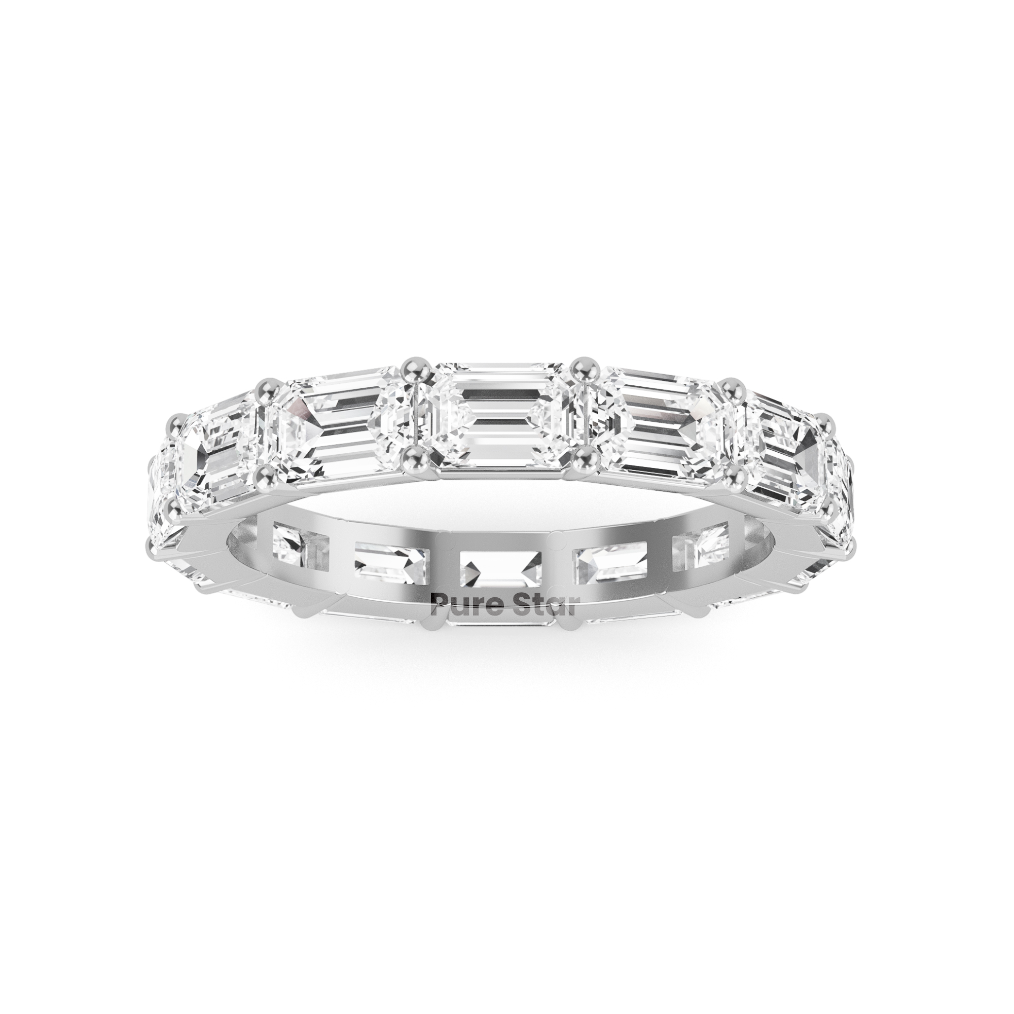 Teresa Emerald Lab Grown  Eternity Band 4.20mm*3mm 14K White Gold-purestarjewelry