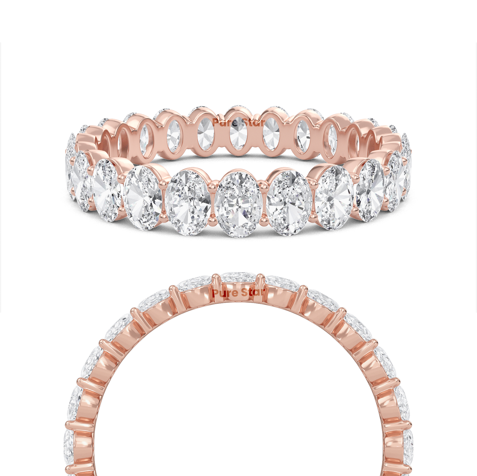 Susan Oval Lab Grown Eternity Band 3.50mm*2.50mm 18K Rose Gold-purestarjewelry