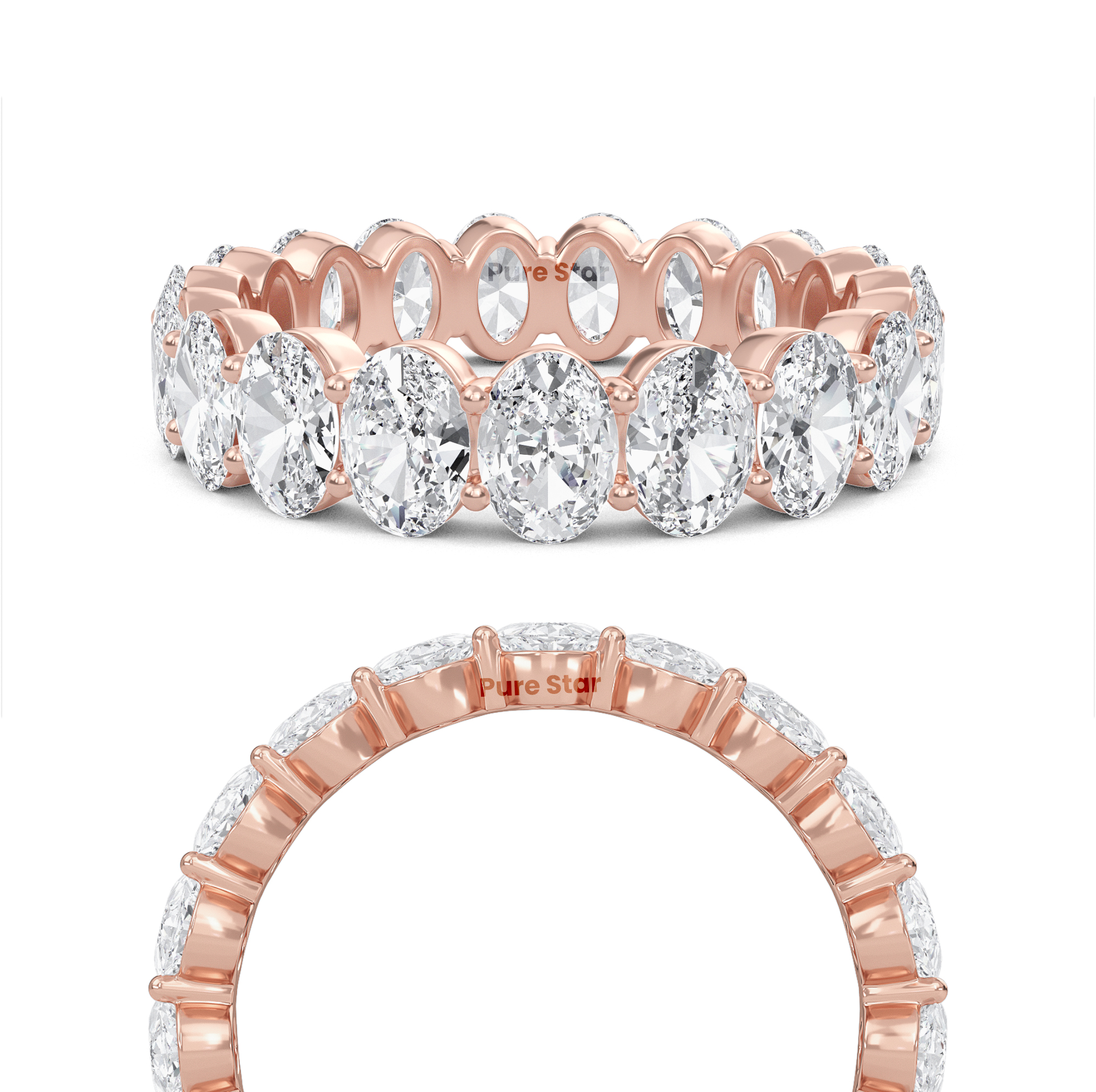 Susan Oval Lab Grown Eternity Band 4.70mm*3.35mm 18K Rose Gold-purestarjewelry