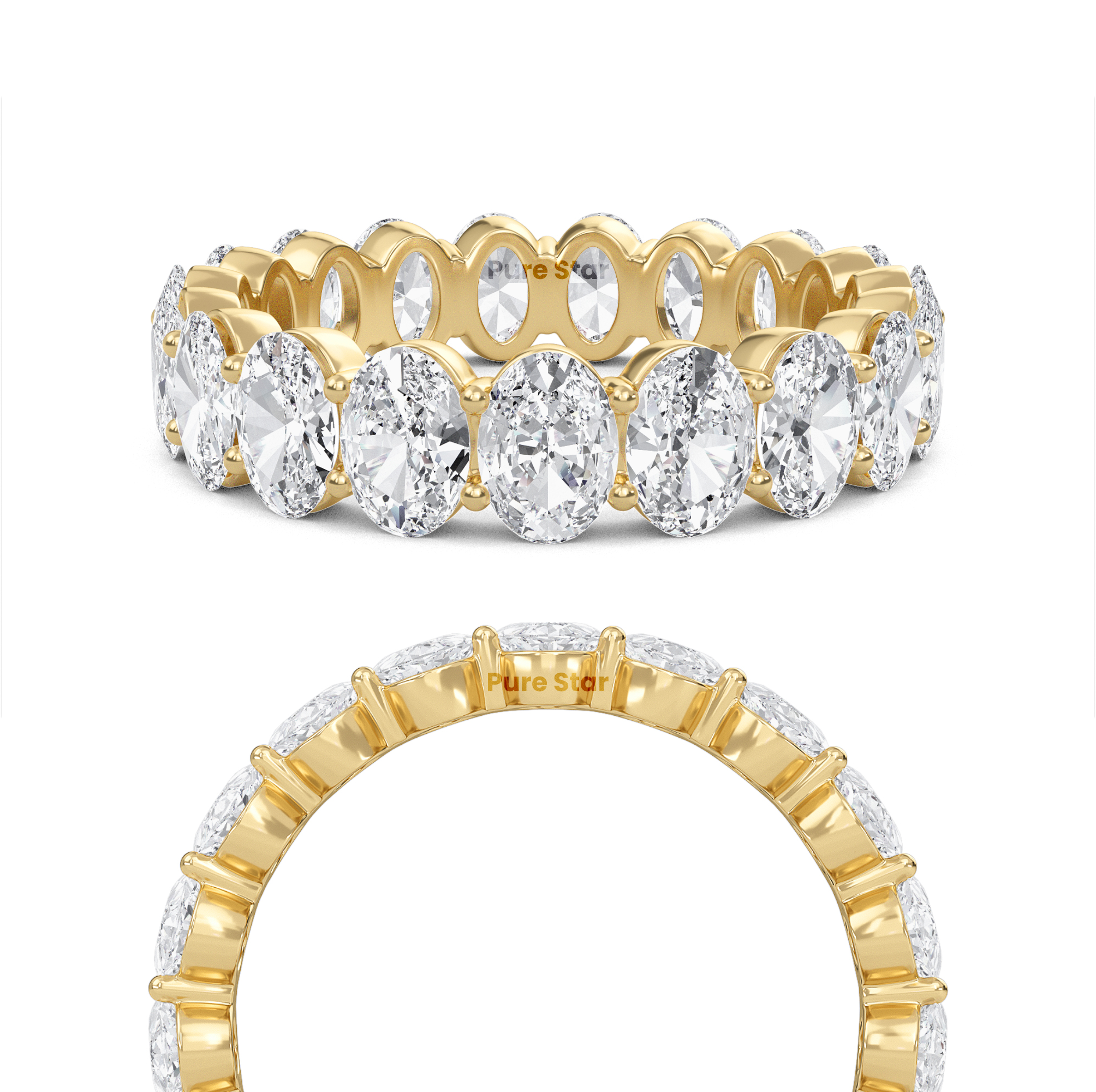 Susan Oval Lab Grown Eternity Band 4.70mm*3.35mm 10K Yellow Gold-purestarjewelry