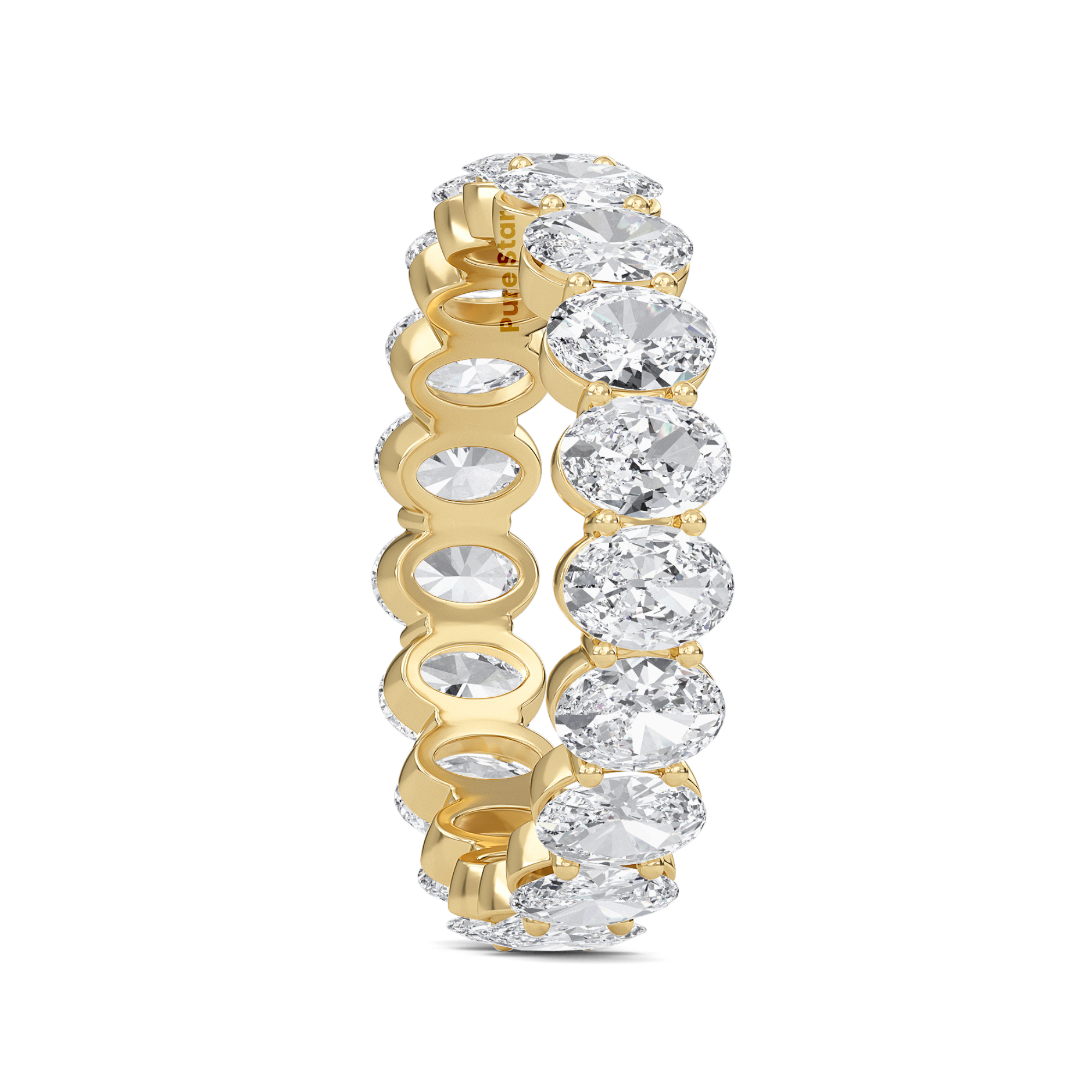 Susan Oval Lab Grown Eternity Band 4.70mm*3.35mm 10K Yellow Gold-purestarjewelry